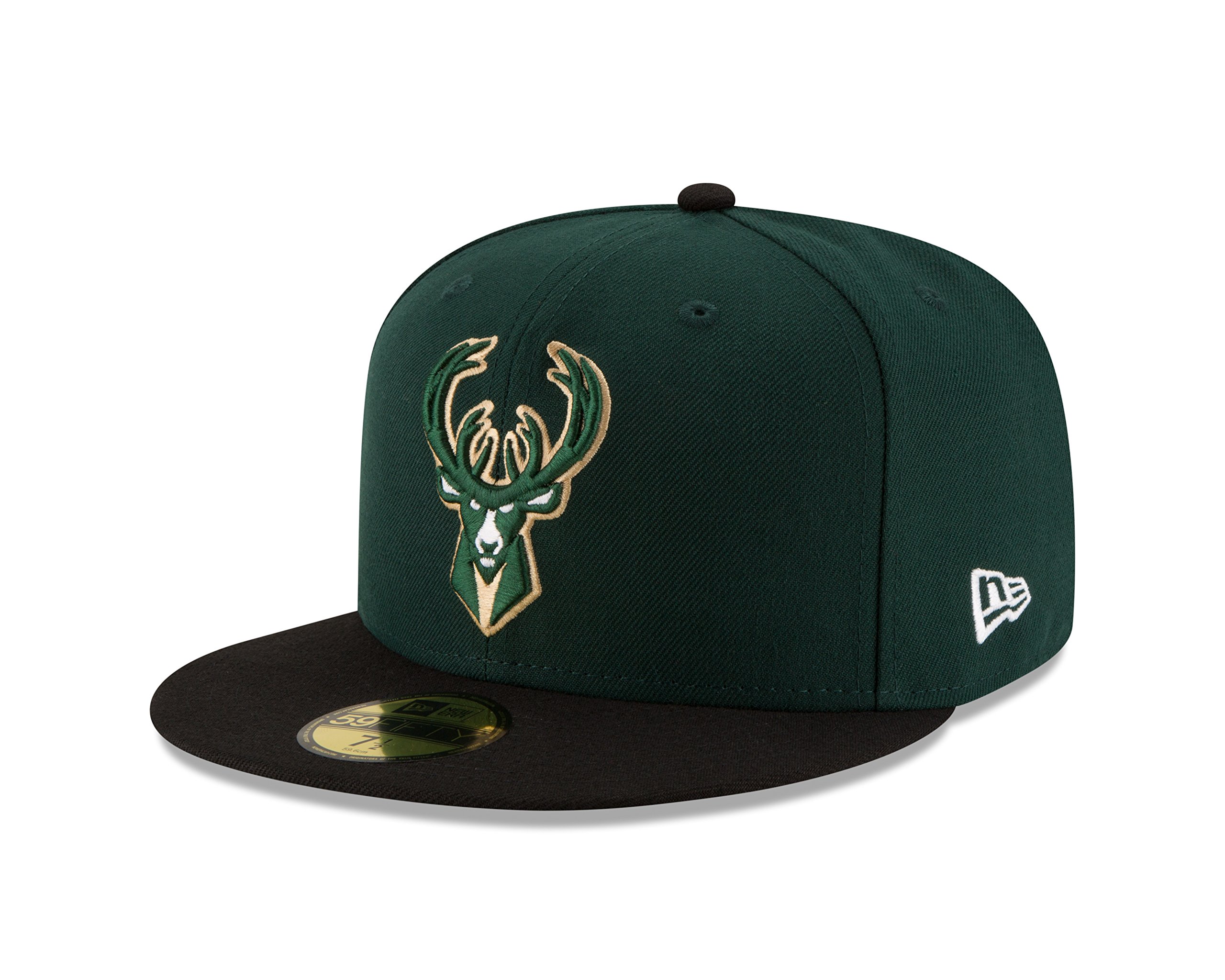 New Era NBA Milwaukee Bucks Men's 2-Tone 59FIFTY Fitted Cap, 7.75, Dark Green