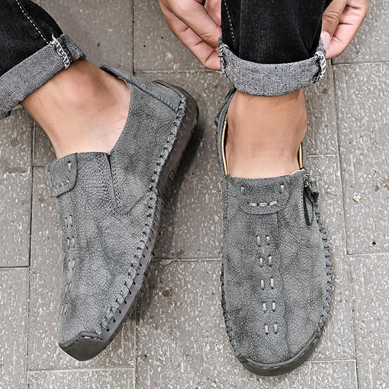 Men's Casual Dress Zipper Chukka Boots Driving Shoes