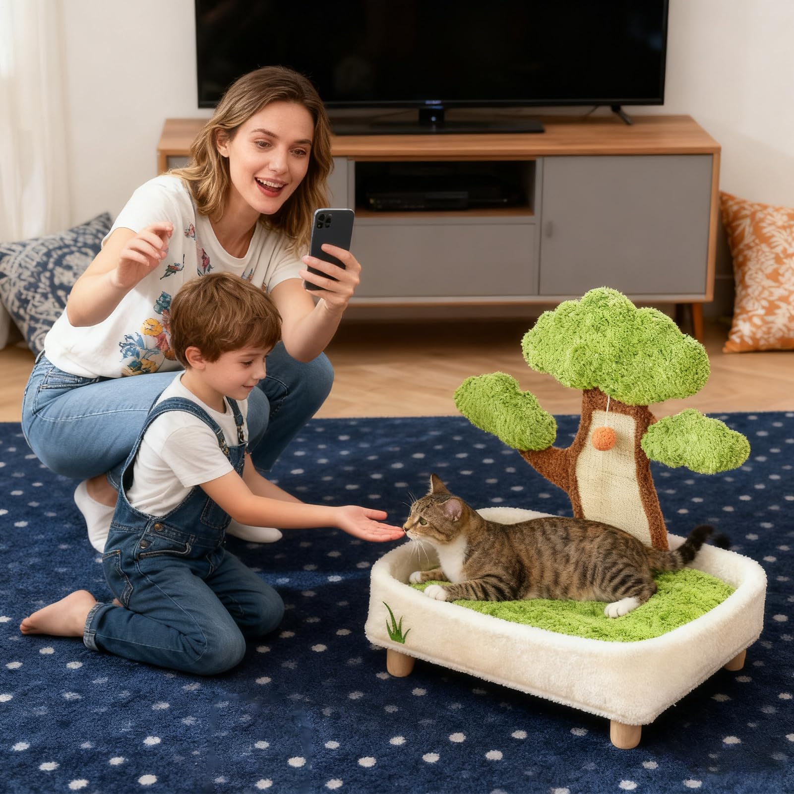 Katzenbett – 60 cm Kiefernbaum-Design für gemütliche Erholung, waschbares