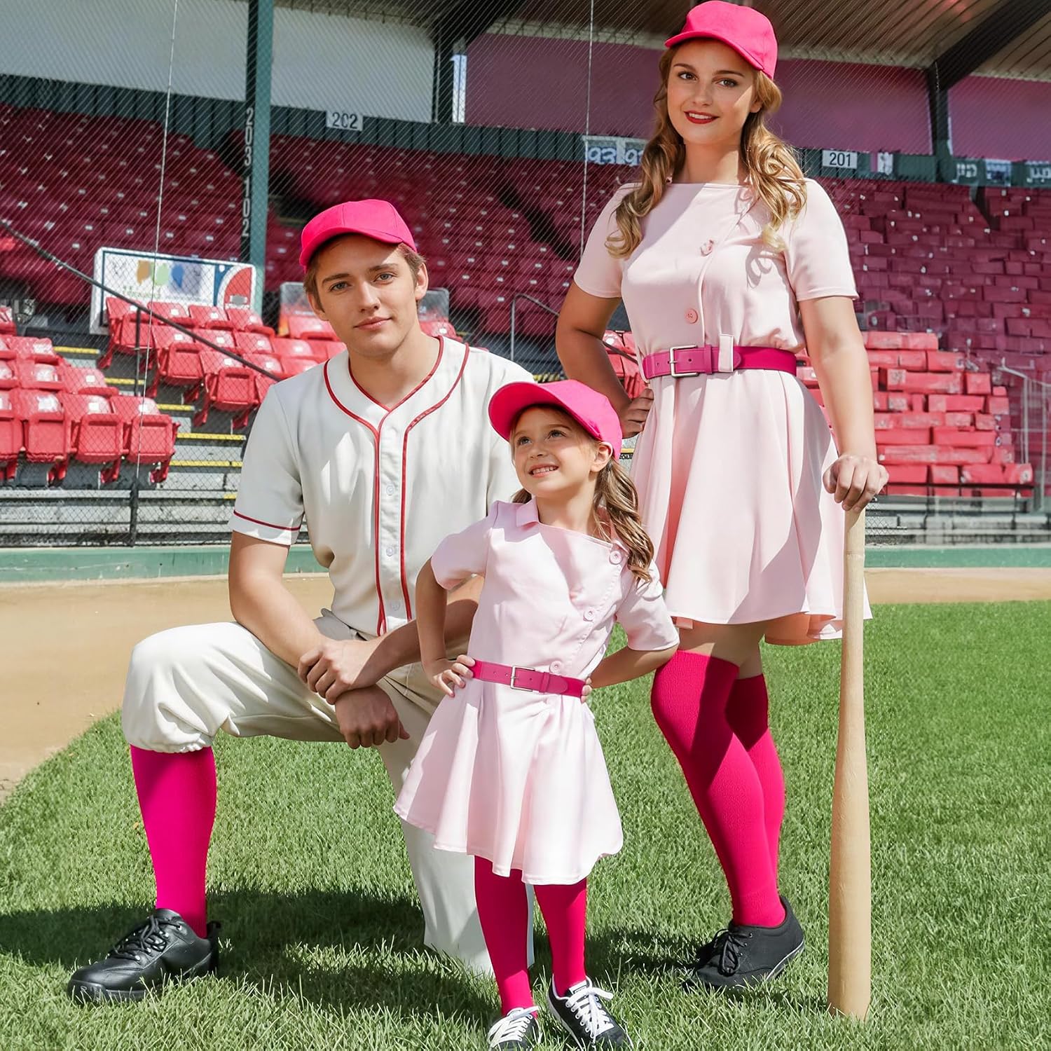 XZQTIVE 2 Pack Baseball Softball Socks and 1 Baseball Softball Belt Set Over the Knee Team Socks for Kids Youth