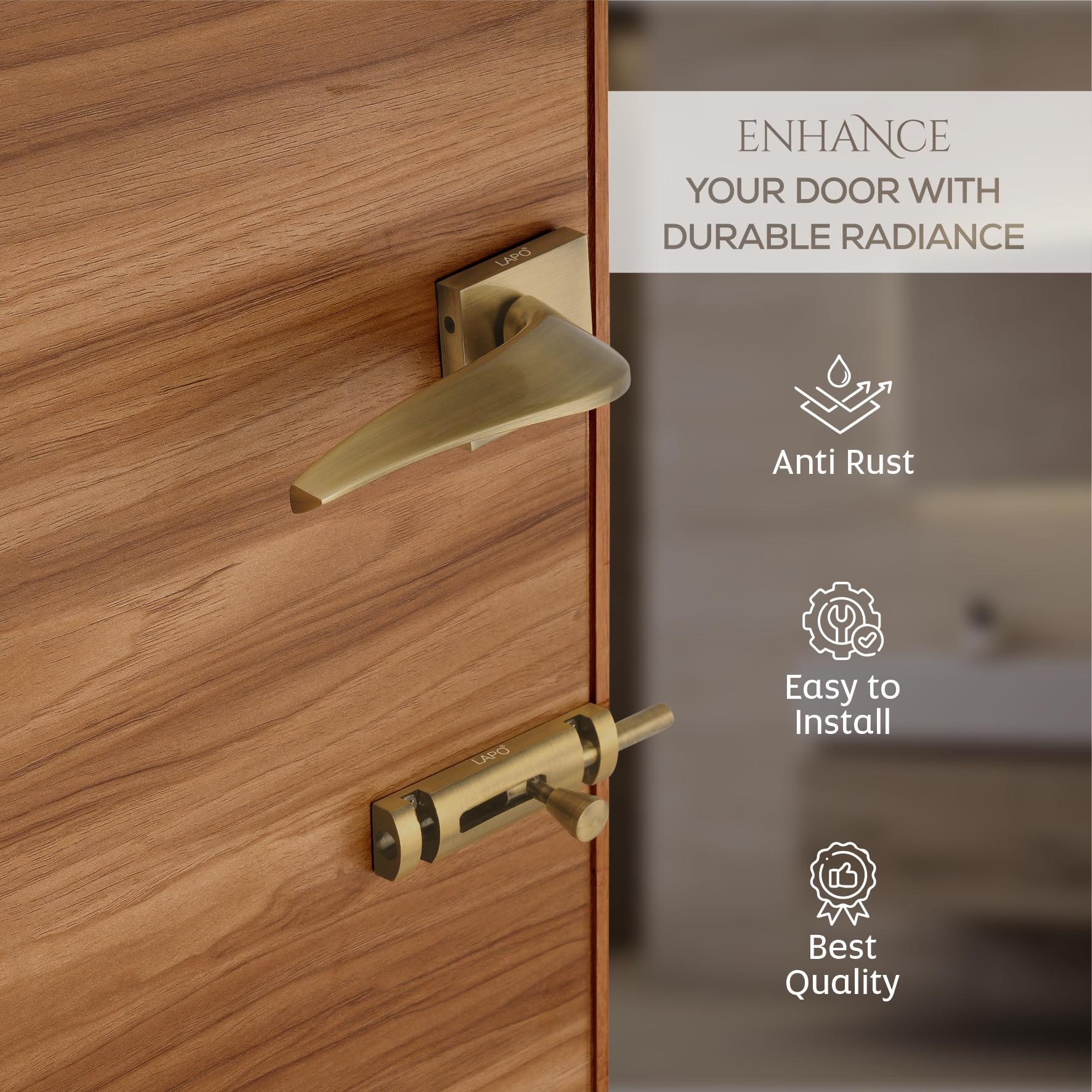 LAPO Antique Bathroom Door Lock - Keyless & Durable -4