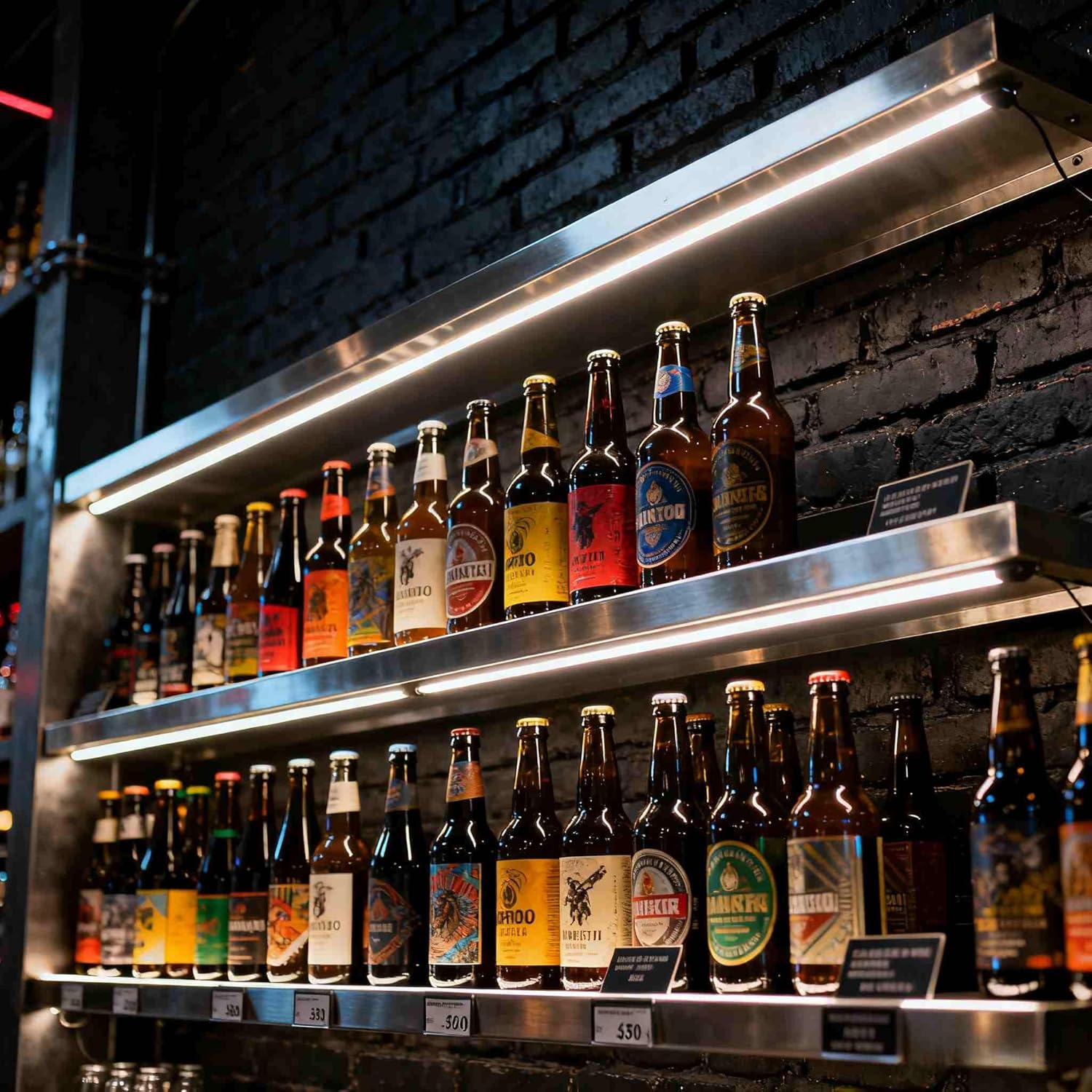 LED Light Kit for retail Liquor Display Shelves-Includes LED Strips, Transformer, Power Tracks & Connecting Wires, All Accessories Included - Easy Installation for Wine/Alcohol Retail Shelf 48“4pcs