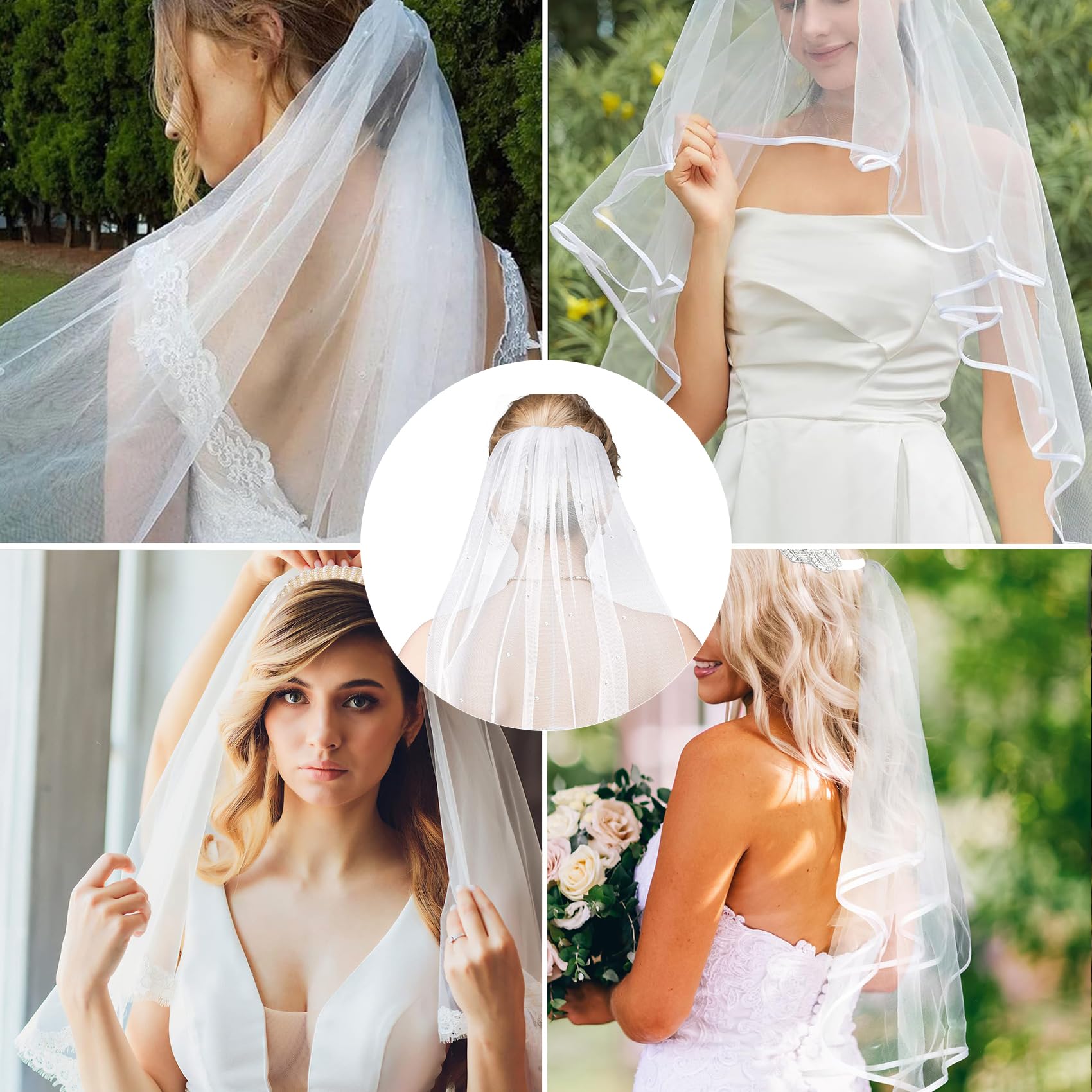 Voile De Mariée à 2 Niveaux 80+60 Cm - Tulle Doux Avec Peigne - Accessoire Cheveux Mariage, Fête, Déguisement