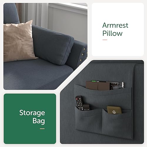 Miniatura 5 de HONBAY - Sofá seccional reversible para sala de estar, sofá en forma de L, de 4 plazas, sofá seccional para apartamento, gris azulado