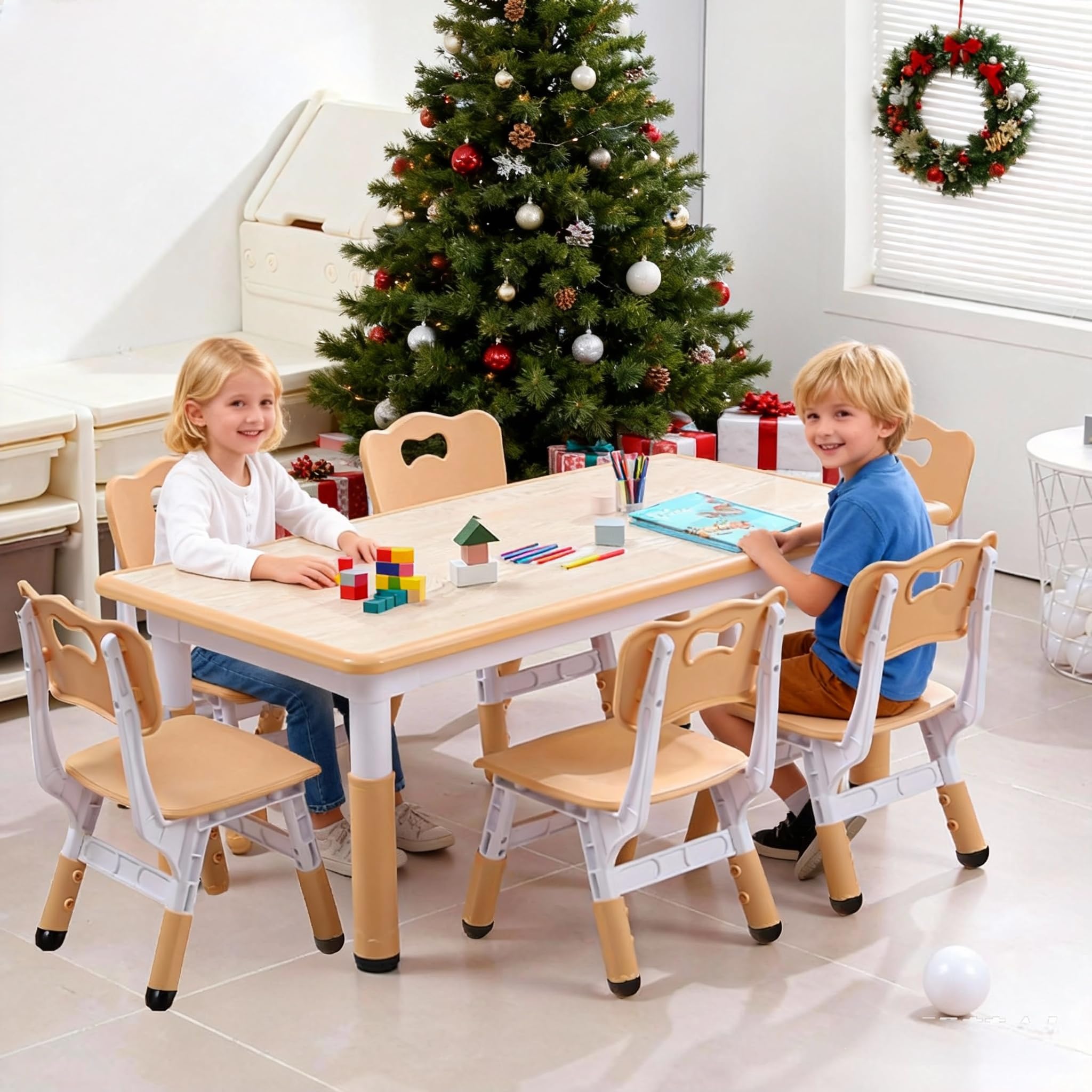 Amazon.com: Garvee Kids Table and 6 Chair Set,Activity Art Craft