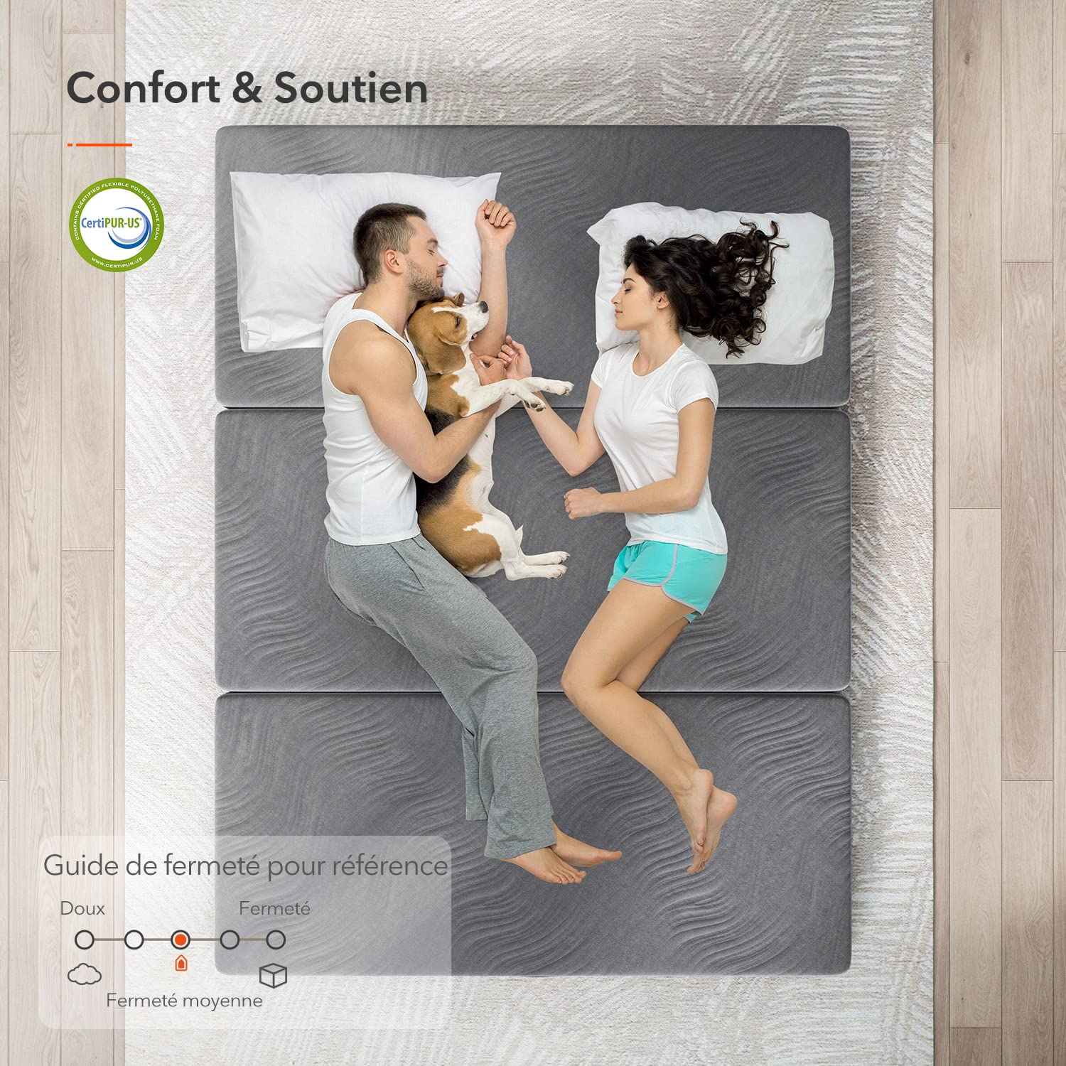 Sweetnight Matelas Pliable 140x190x10cm, Matelas Pliant Adulte 2 Places Mousse en Gel Moelleux, Parfait pour Voyage, Camping et Lit d'appoint, Gris | Housse Lavable Amovible Lavable, Respirante Confortable, Avec Pochette de Rangement