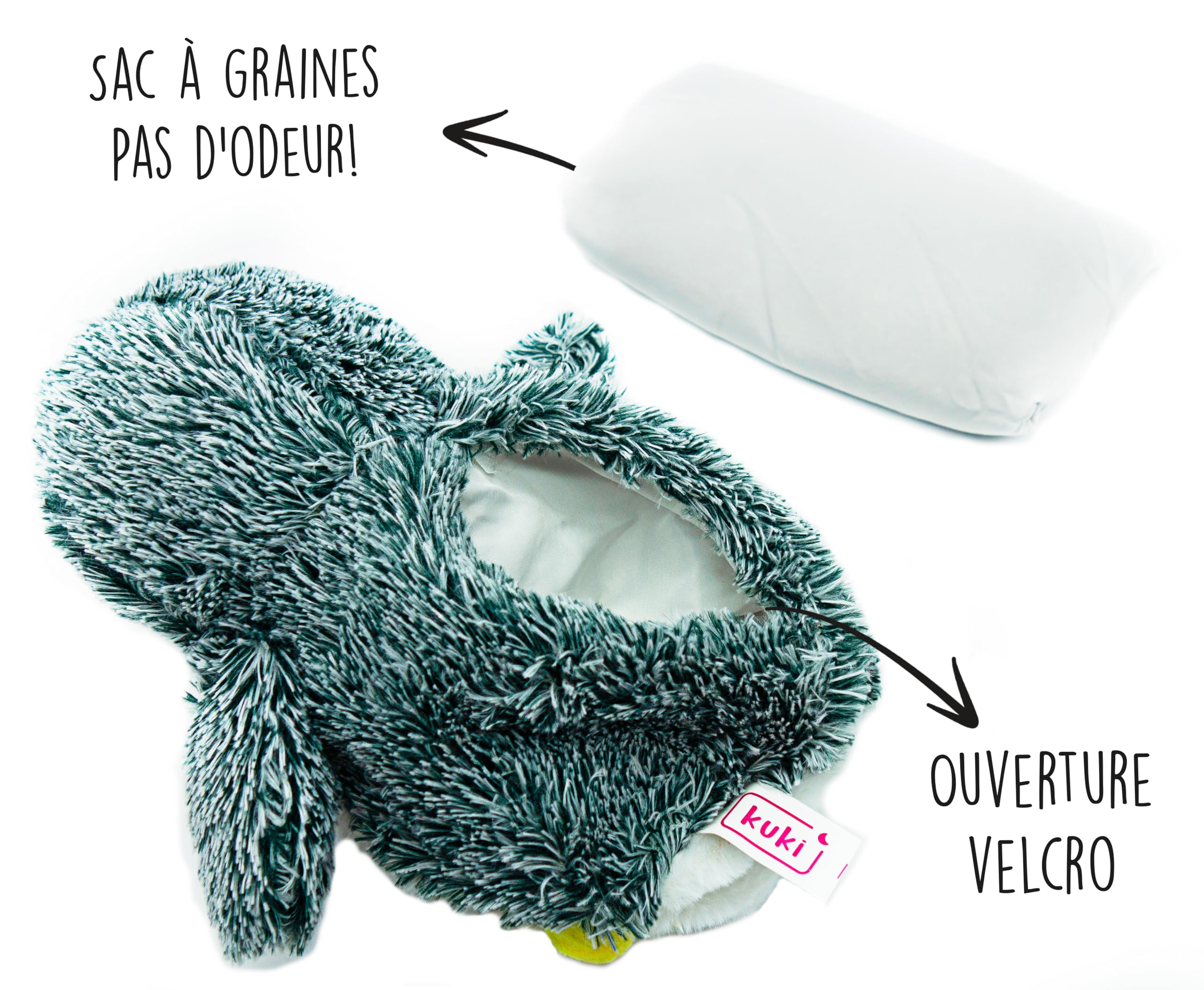 Bouillotte Micro-Ondes en Peluche Pingouin (23 cm) | Doux et Chaud, Doudou Éléphant à Câliner avec Sachet de Graines Amovible pour un Moment de Bien-Être