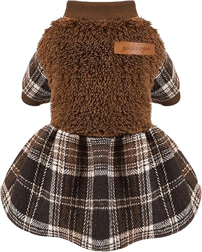 Vestido de invierno para perros pequeños y gatos (M, rosa con lentejuelas)