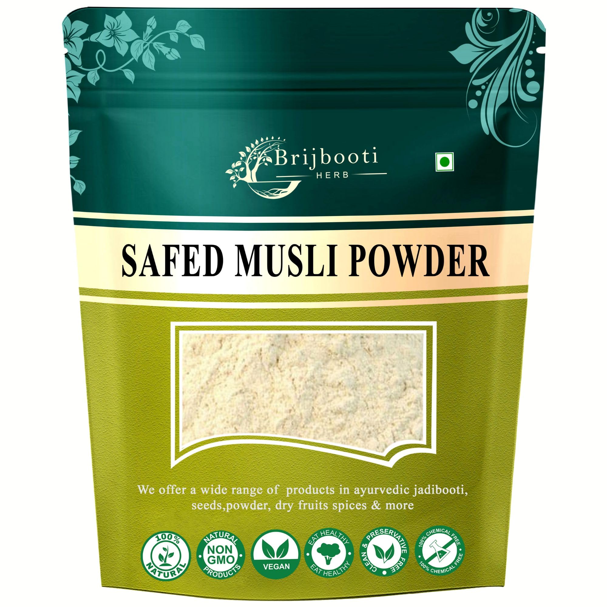 Birju Mahavir Safed Musli - Chlorphytum Borivillianum Powder 200 Gr, Natural (BMKB-221)