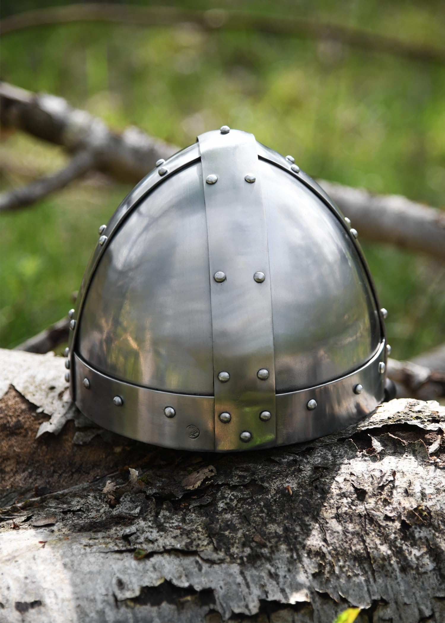 Ulfberth - Spangenhelm mit Polster und Riemen - Wikinger Helm aus 2 mm Stahl mit verstärktem Nasal - Schaukampf-tauglich