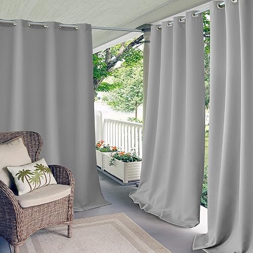 Elrene Home Fashions Panel de cortina de ventana con ojales y protección UV para interiores y exteriores