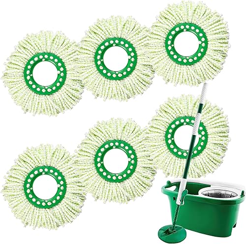 Paquete de 6 cabezales de repuesto para sistema de trapeador giratorio Libman Tornado, cabezal de repuesto de trapeador de microfibra lavable a