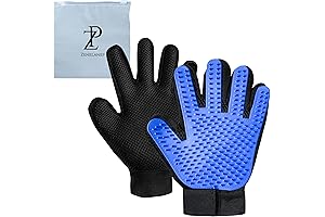 Upgrade Pet Grooming Gloves with Long/Short Hair Removal, Efficient Blue Mittens