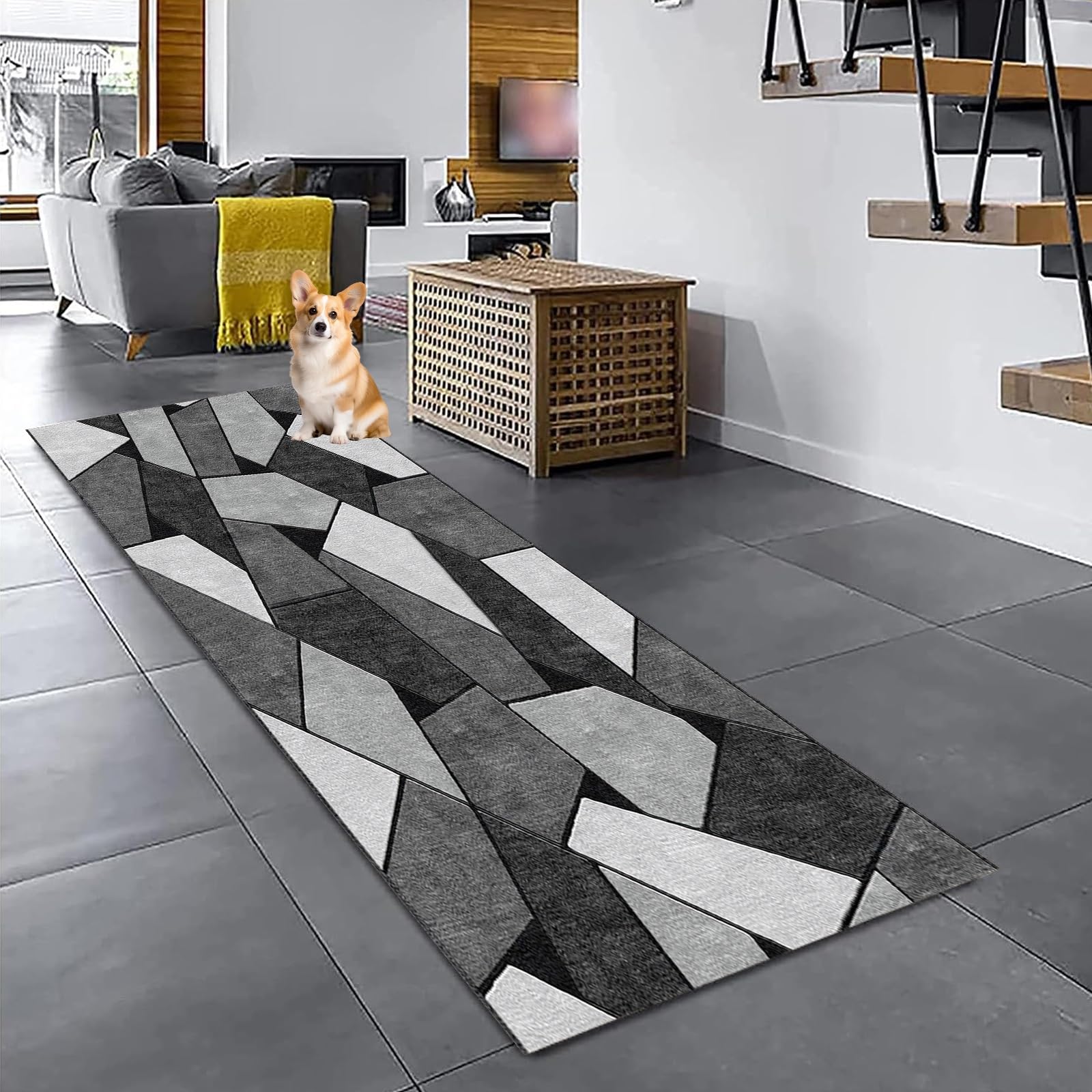 Alfombra para pasillo de entrada que evita resbalones con base de goma 110x150