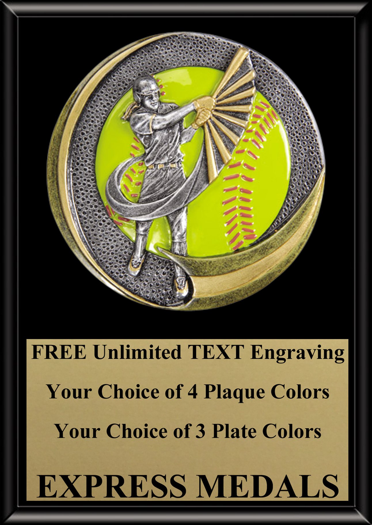 Express Medals 5 inch x 7 inch Softball Plaque Trophy Award with Free Engraving