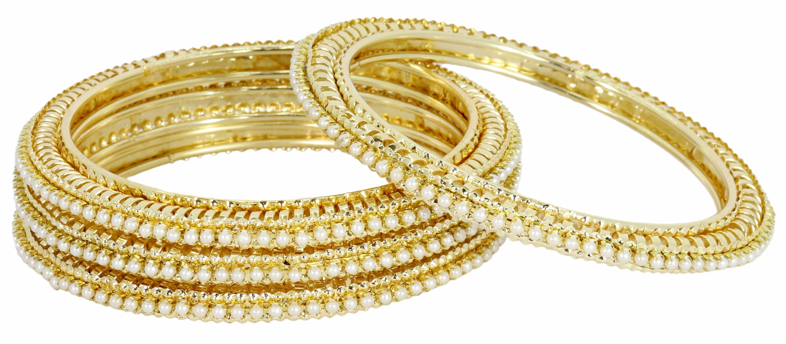 LAVAZZA Traditional Gold Plated Alloy Metal with White Moti Bangles Set For Women & Girls | Wedding Kada | Party Bangles | Trendy Golden Bangles | AD Bangles Set -(RKM4-GoldWhite-2.8) (B0D4QXV623) Amazon Price History, Amazon Price Tracker