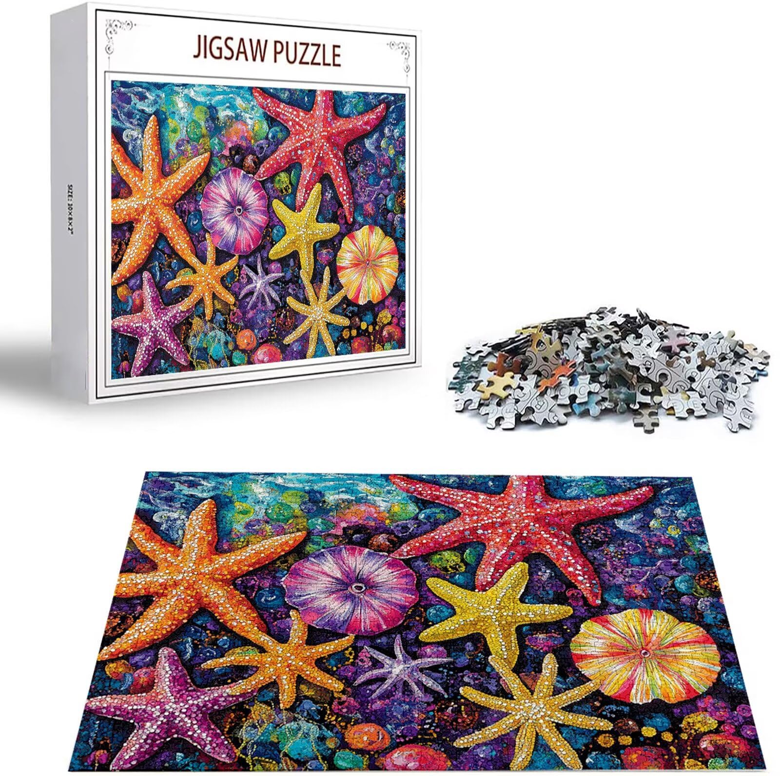 Puzzle 5000 Pezzi, 3 4 5 Anni Puzzle Colore 6 7 8 Anni Giochi Educativi Sostenibili Con Motivi Per Adulti Da Gioco in Legno Di Alta Qualità Jigsaw Stella marina per Gioco Familiare, Regalo H-1790