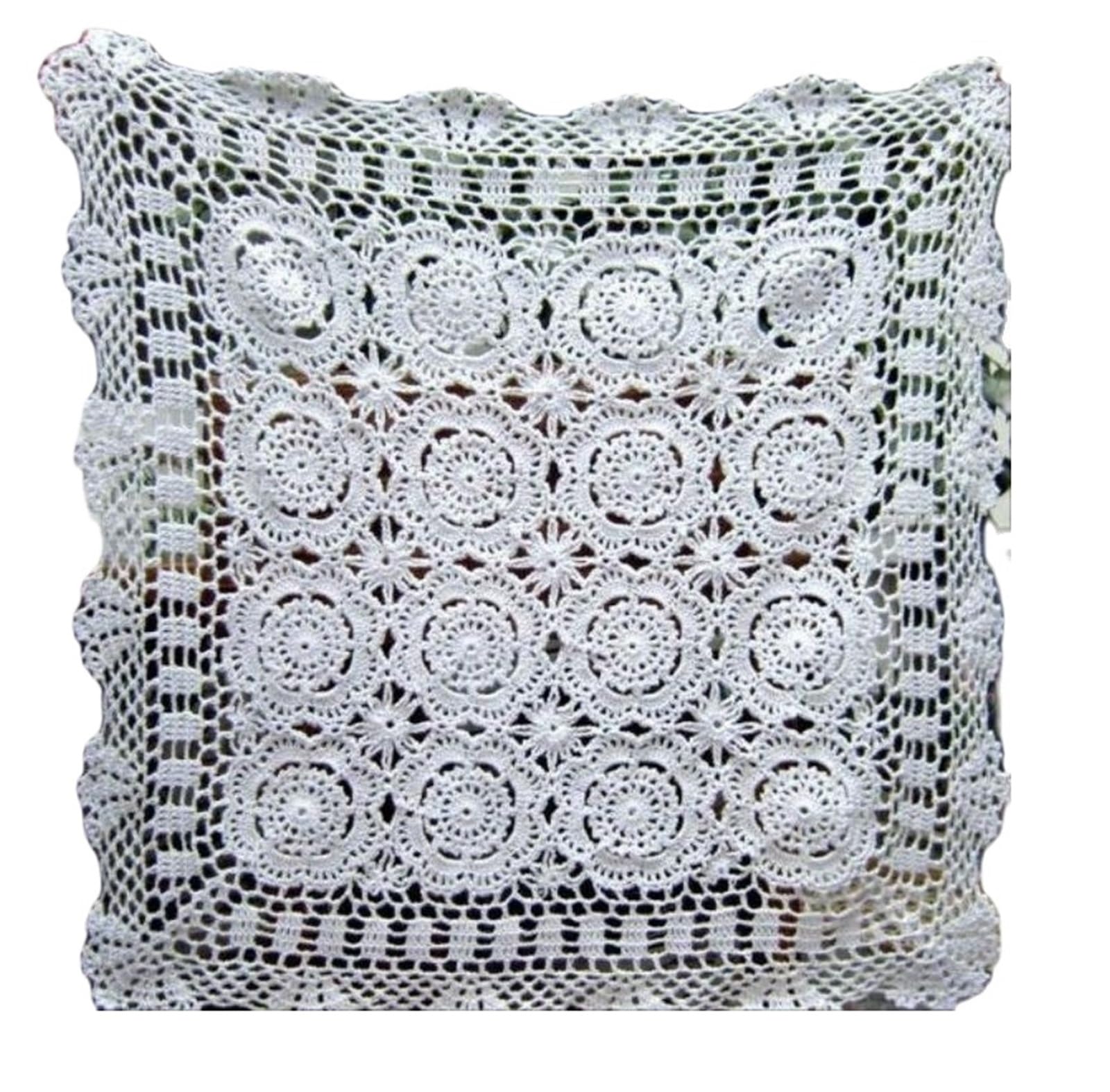 ZNTIHZ Handmade Table Cloth Simple Lace Bedside Cover For Bedroom Furniture Protection For Furniture Dresser(White,110x110cm)