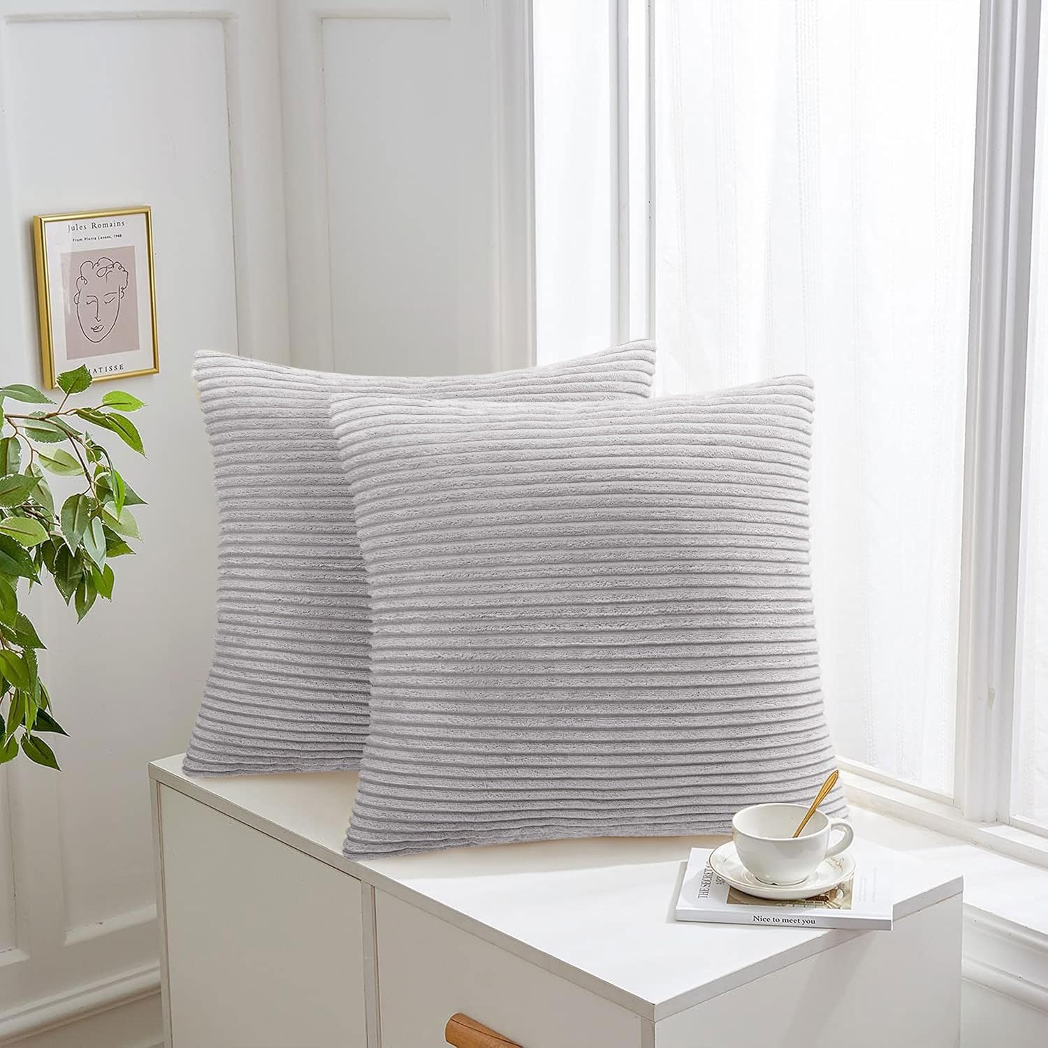 Aspire Homeware Cushions with Covers Included (Set of 2) Silver