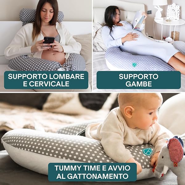 Koala Babycare Cuscino Gravidanza per Dormire XXL Sfoderabile - Cuscino Allattamento Ipoallergenico ed Ergonomico - Federa esterna 100% Cotone - 4