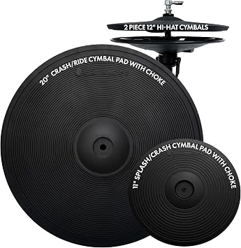Lemon Electronic Drum Cymbal Set - Complete Standard Cymbal Kit with 20 Inch 3-Zone Ride, 11 Inch Dual-Zone Splash, and Professional 12 Inch 2-Piece Hi-Hat
