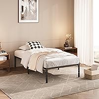 Vista 1 de Marco de cama de 14 pulgadas, tamaño individual, marco de cama individual de metal resistente, no necesita somier, marcos de cama de plataforma