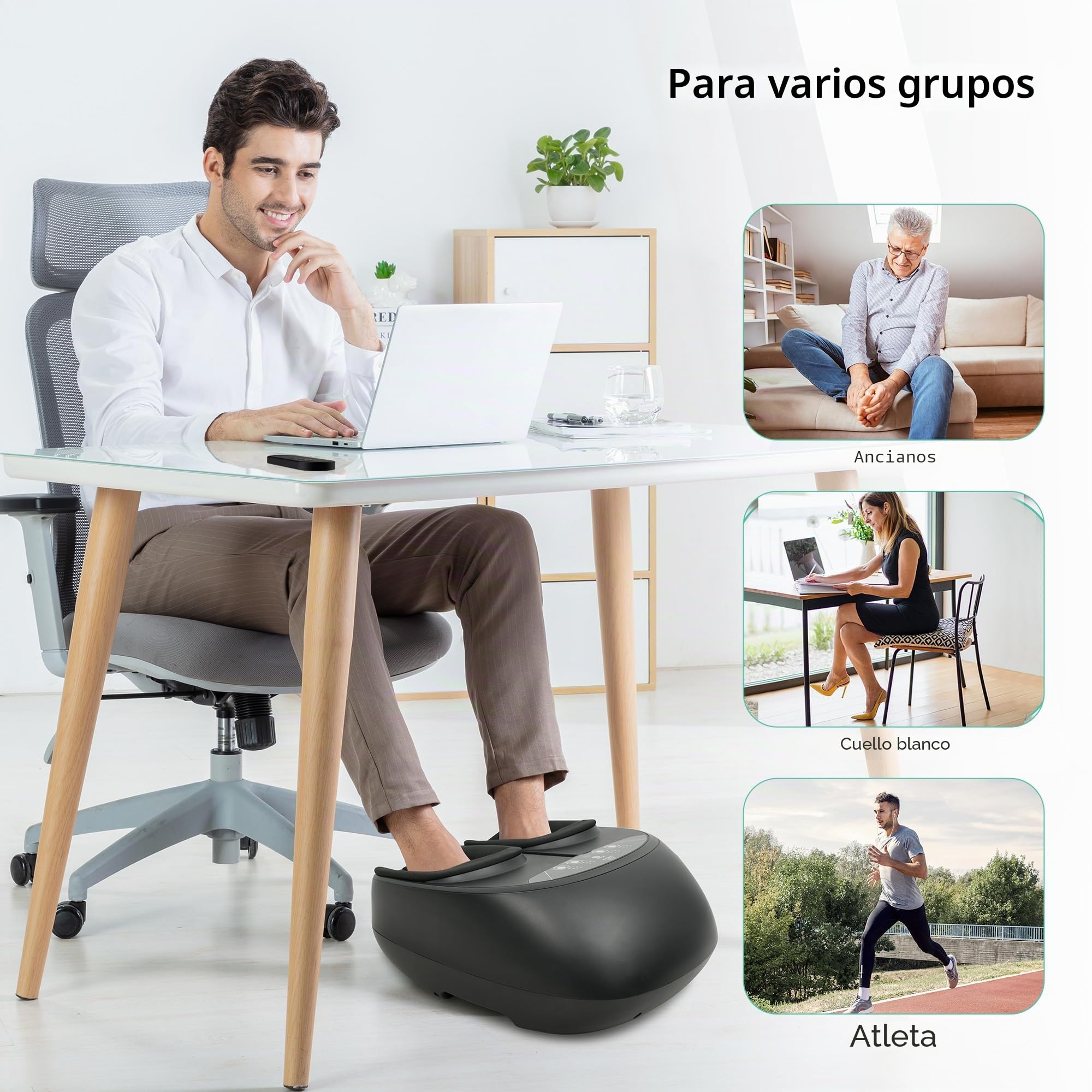 Snailax Masajeador de pies con calor, masajeador de pies Shiatsu con amasado por compresión vibración, masajeador eléctrico para pies, calentador de pies con mando a distancia, regalos para
