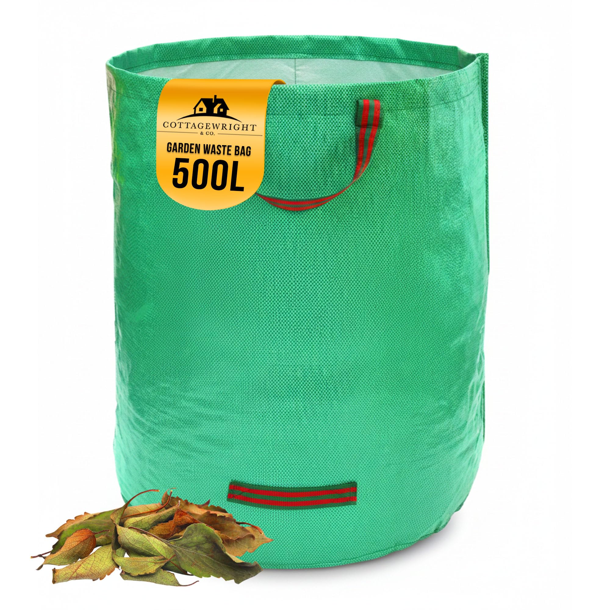 Cottagewright Pack Of 1 - 500L Garden Bags Heavy Duty With Handles - Reusable Garden Waste Bags Heavy Duty For Plant, Grass, Dirt, Leaves Collection, Waste Bags Reusable (Pack Of 1, 500L)