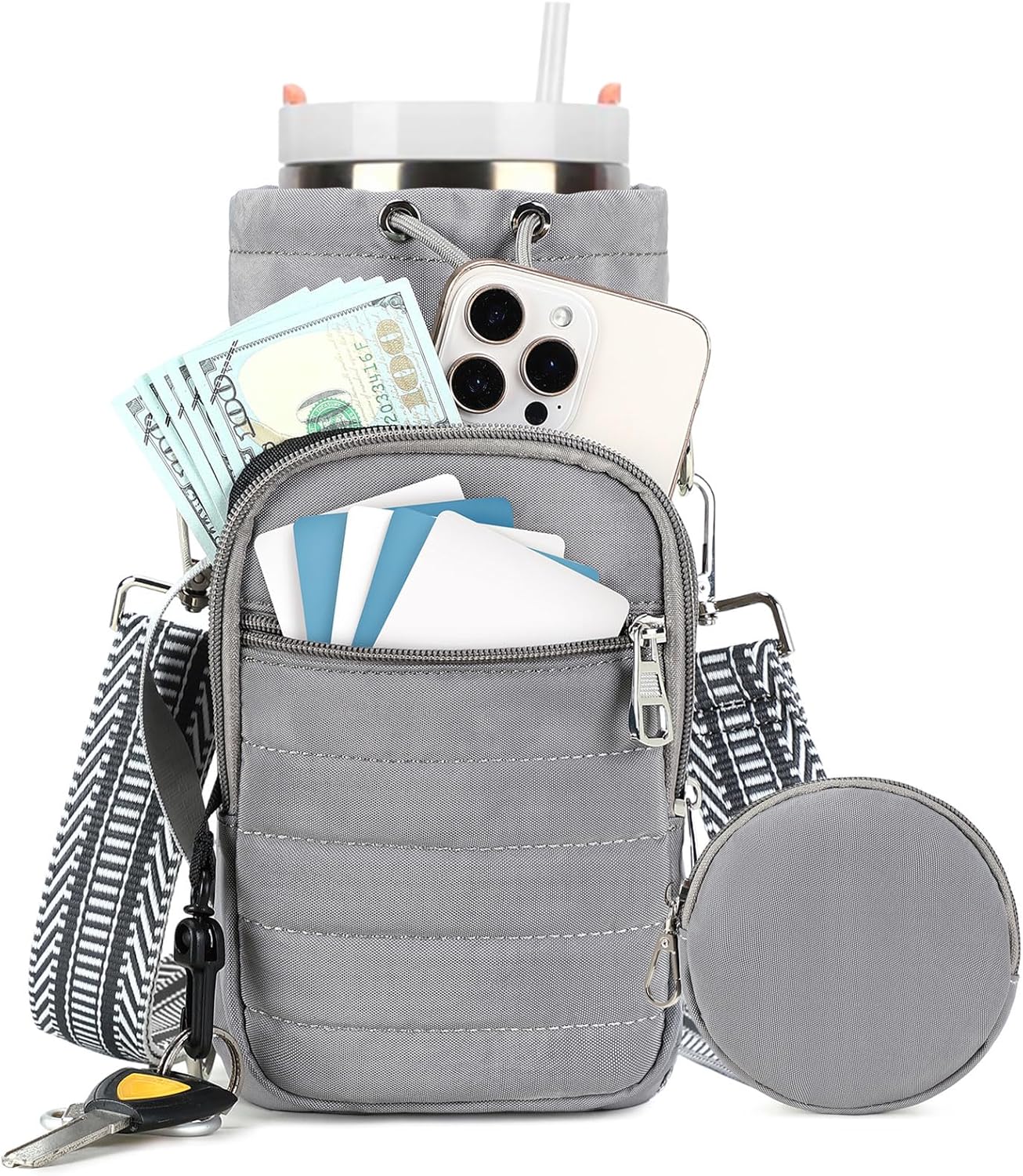 Black Water Bottle Sling Bag with Strap for Hiking & Cycling – 40 oz Black Water Bottle Sling Bag with Strap for Hiking & Cycling – 40 oz