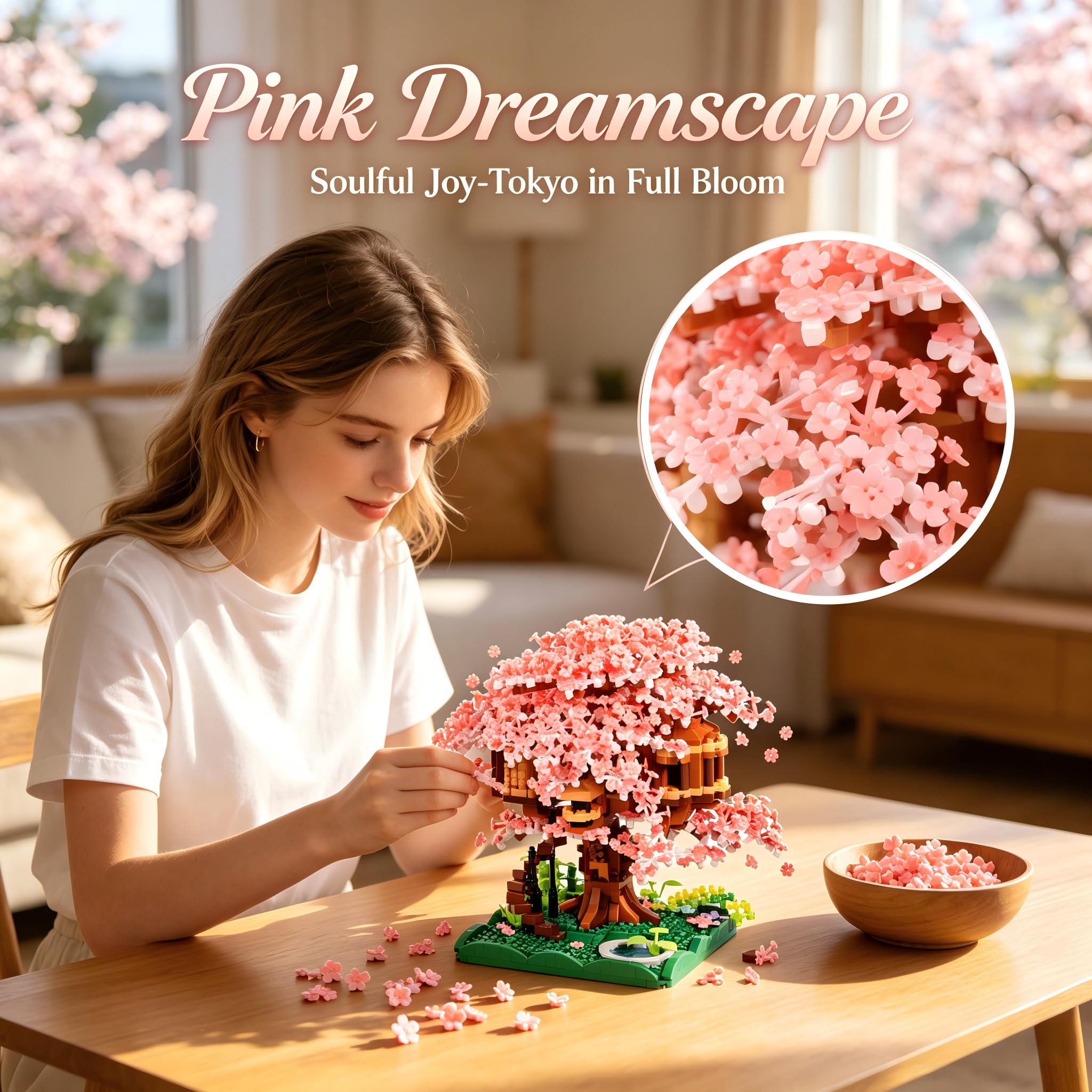 Kurimiaro Cherry Blossom Tree Building Block Set Gift for Adults