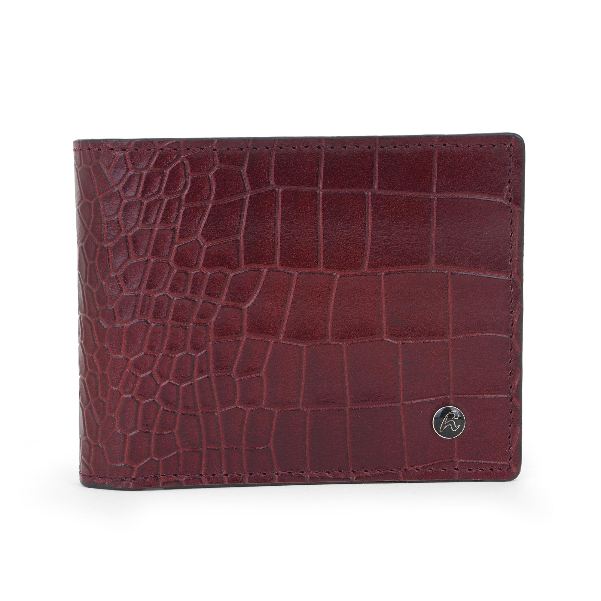 Luxury Croc-Embossed Genuine Leather Wallet, Forest Green, Slim Bifold Design-image-44