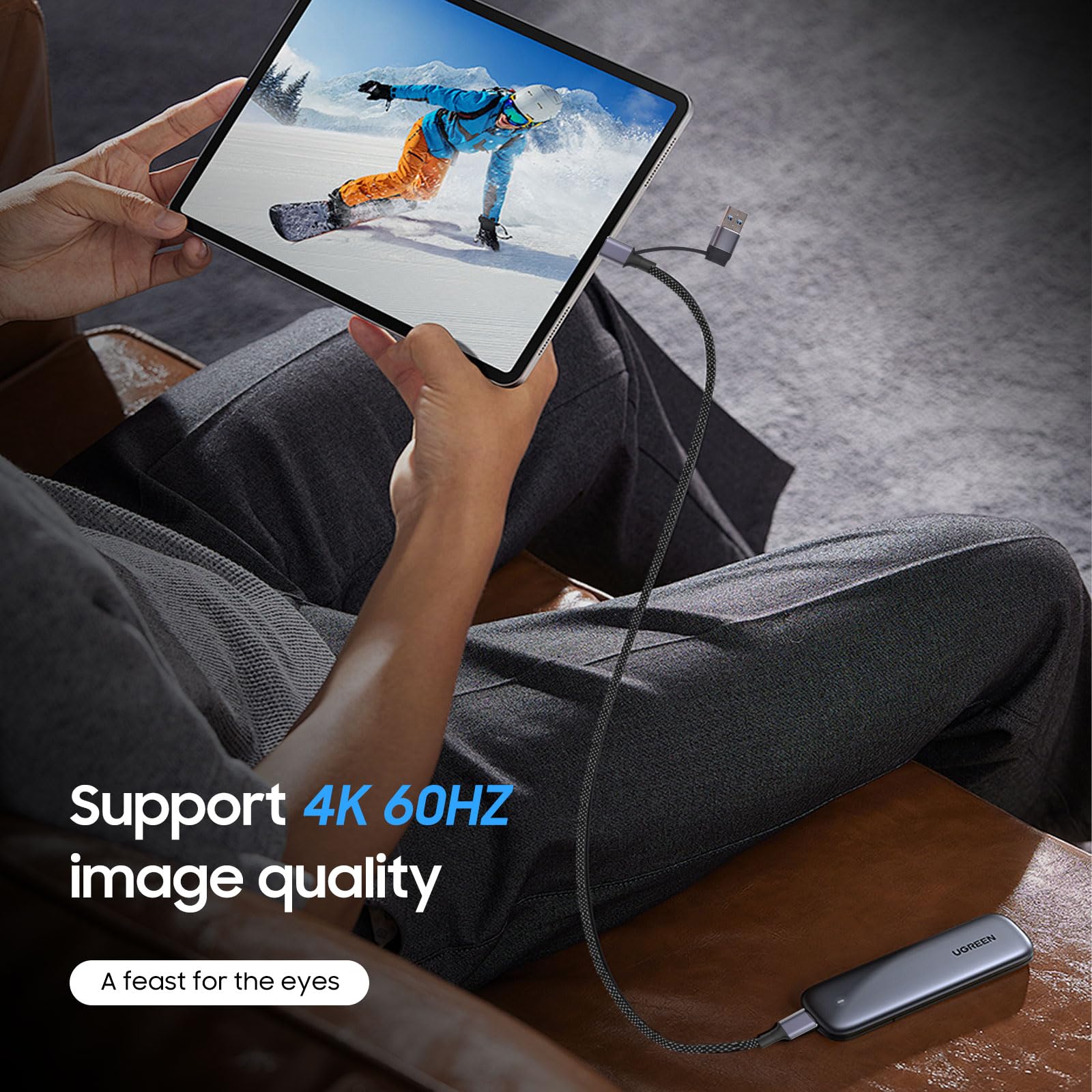Cavo dati USB C a C, cavo di ricarica rapida da 240 W, supporto trasmissione 10 Gbps, 4K a 60 Hz, cavo di ricarica 2 in 1 da USB-A/C a tipo C, compatibile con Samsung Galaxy S21 S10 S9, MacBook Pro (2