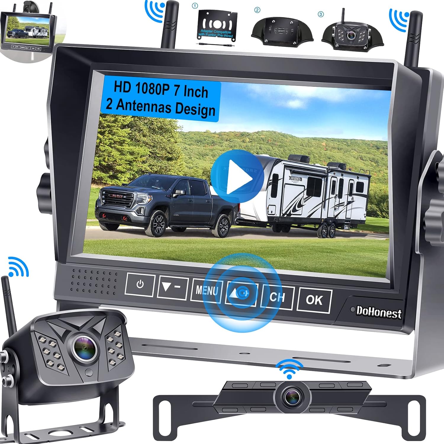 RV Wireless Backup Camera HD 1080P, 2 Rear View Cameras