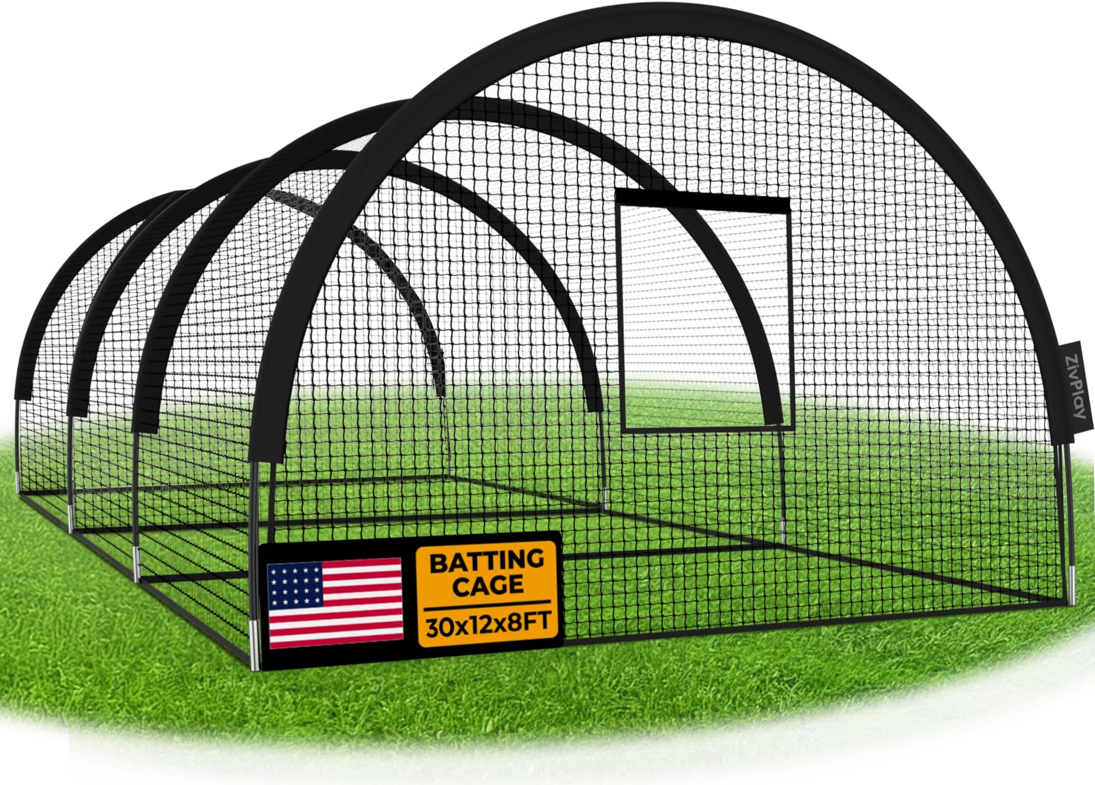 ZivPlayBaseball Batting Cage Net Batting Cages for Backyard Portable Pop Up Cage for Baseball and Softball with Pitching Machine Hole and Detachable Door