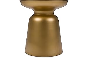 Drum Side Table: SIMPLIHOME Toby Modern Industrial 16 inch Metal Accent Side Table, Gold