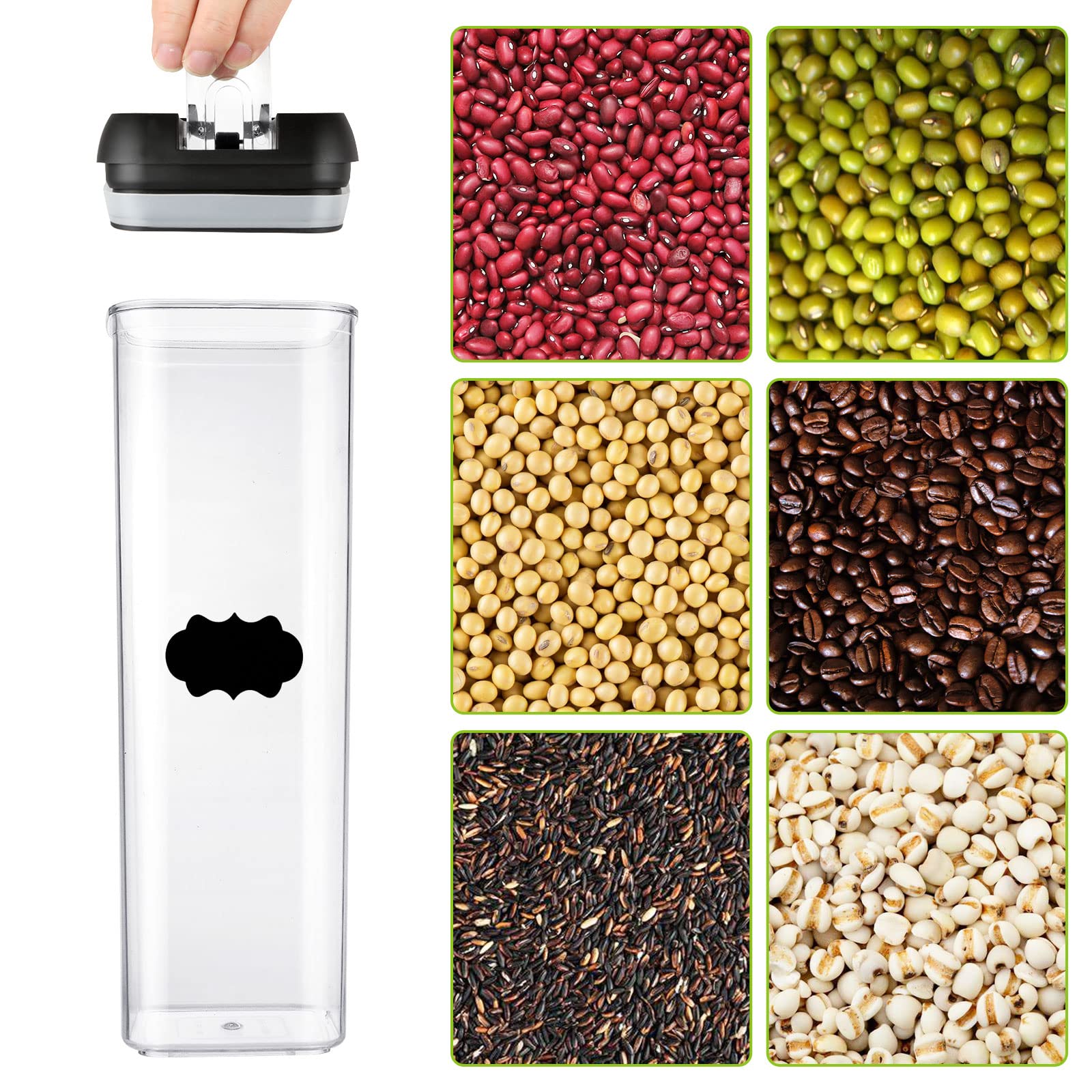 JMIATRY Lot de 4 boîtes de conservation alimentaire en plastique avec couvercles hermétiques, de qualité alimentaire et sans BPA, la farine, les céréales et le sucre