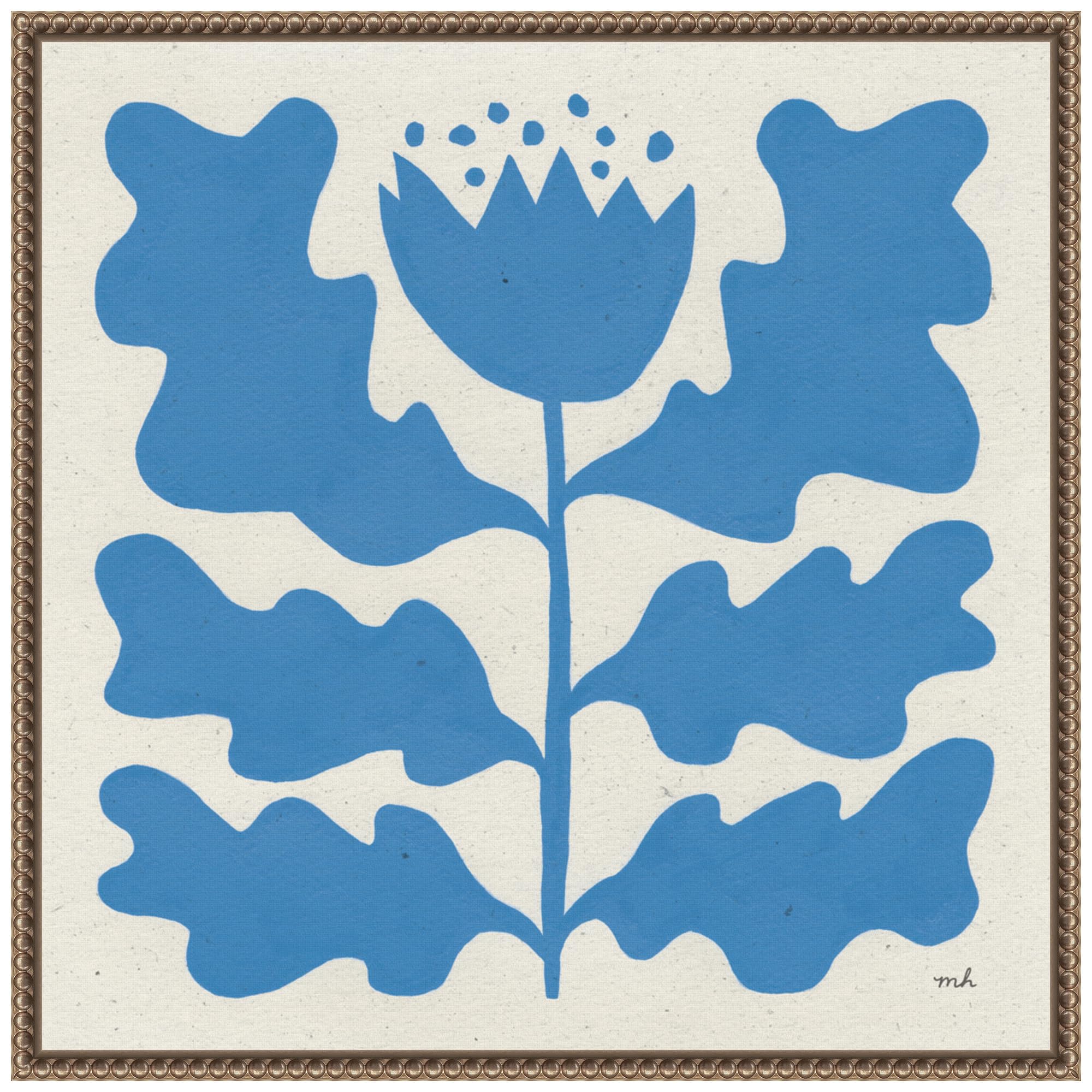 Amanti Art Framed Canvas Wall Art 22x22 Delighted Floral IV Blue by Moira Hershey, Framed Wall Art Canvas, Abstract Artwork, Traditional Decor, Medium