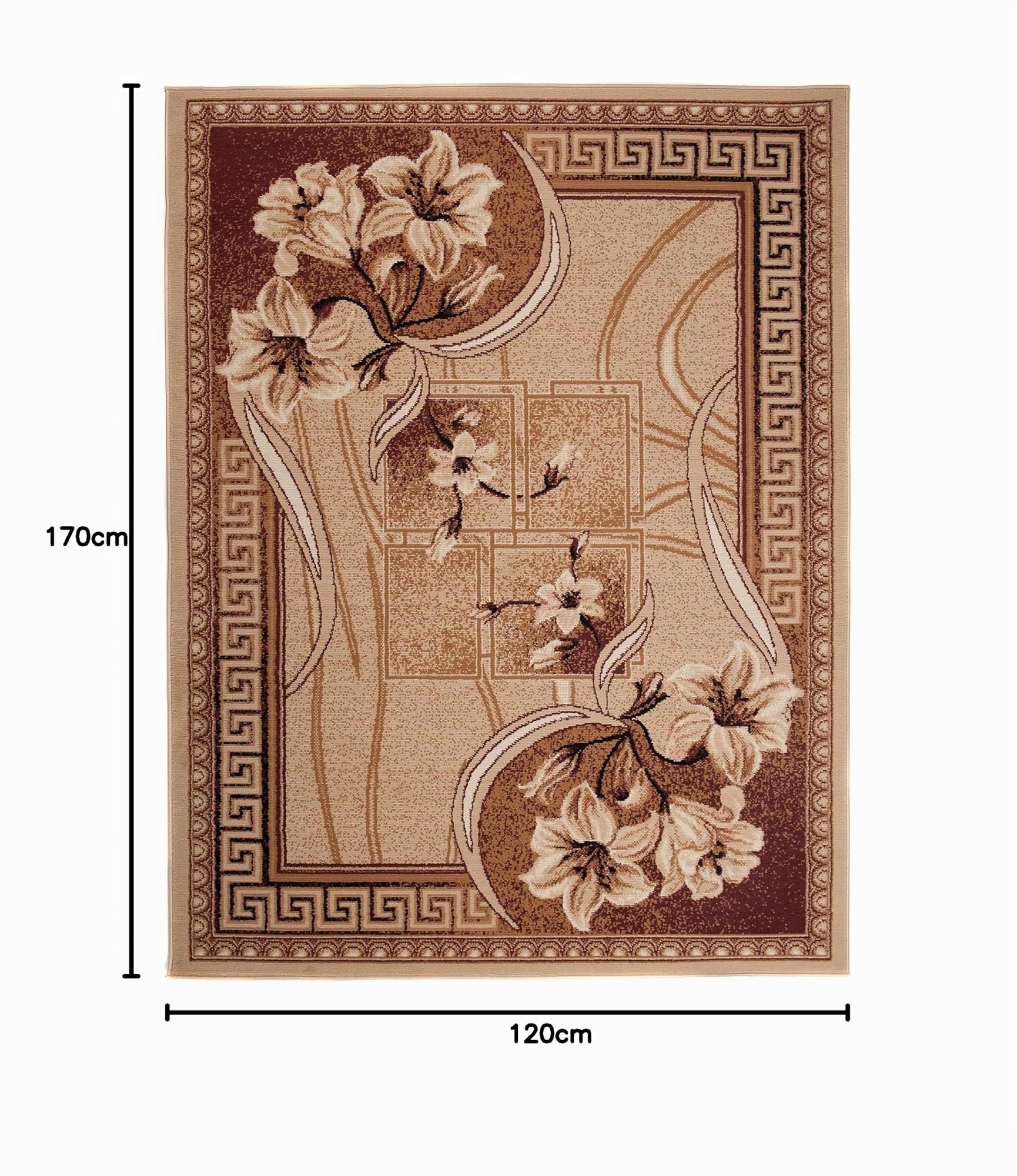 Carpeto Rugs Tappeto Salotto Classico Floreale Pelo Corto - Tappeti Salotto Grandi Dimensioni - Tappeti Camera da Letto - Tappeti Moderni Soggiorno - Beige - 120 x 170 cm