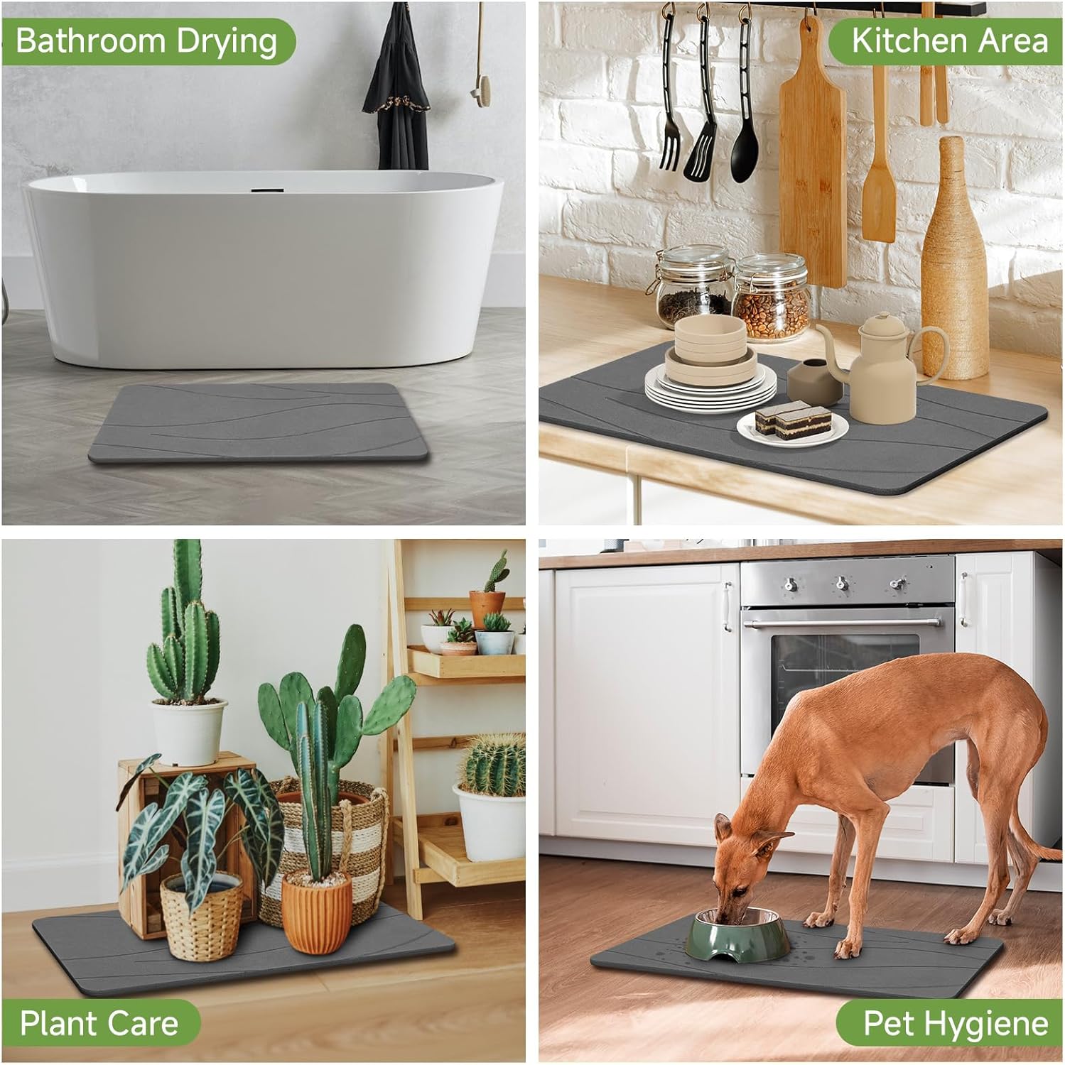 Stone Bath Mat, Stone Bath Mats for Bathroom, Absorbent Non-Slip Bath Mats, Diatomaceous Earth Bath Mat, Quick Dry, 23.6 x 15.4 - Image 6