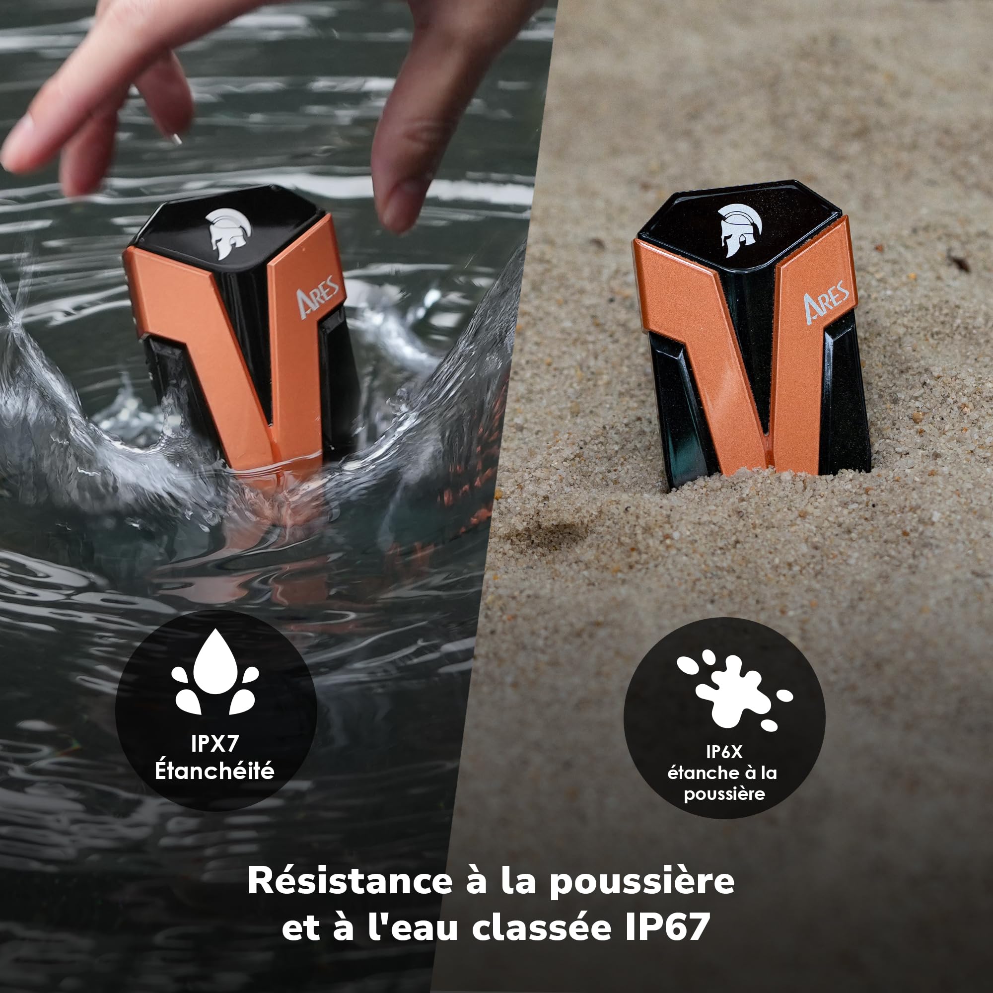 DATO SSD Externe 2 to, USB 3.2 Gen 2x2 Jusqu’à 1600/1500 Mo/s, Type C OTG Résistance à la poussière et à l'eau classée IP67, Compatible avec PS5 & Xbox - ARES Amber Shield Série
