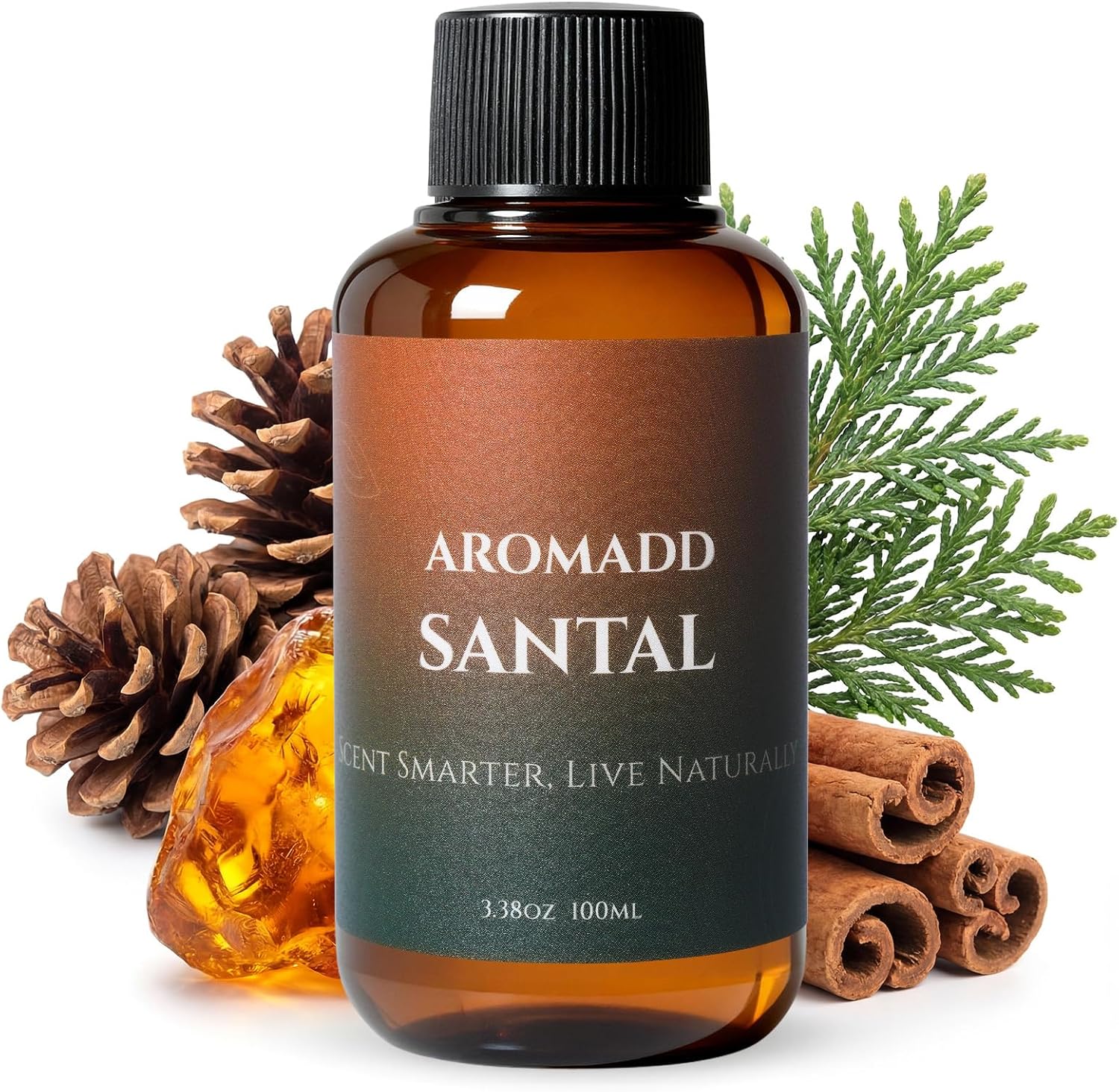 Aromadd Santal Diffuser Oil Inspired by Luxury Hotel Scent, Essential Oils for Waterless Diffuser, Warm Sandalwood & Amber Aroma, Long-Lasting & Natural Home Fragrance - 3.38 fl oz (100 mL)