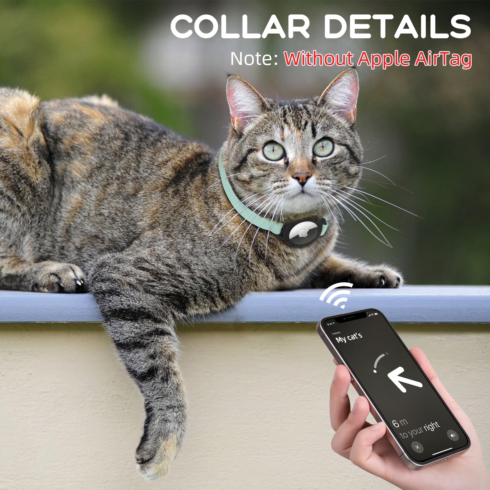 AirTag Katzenhalsband, sucegi dehnbares Kätzchenhalsband mit Apple-Airtag-Halterung und Glocke, Breakaway-Design, ultraelastisches GPS-Tracking, Katzenhalsbänder für Katzen und Welpen, (19,1 - 32,5 cm