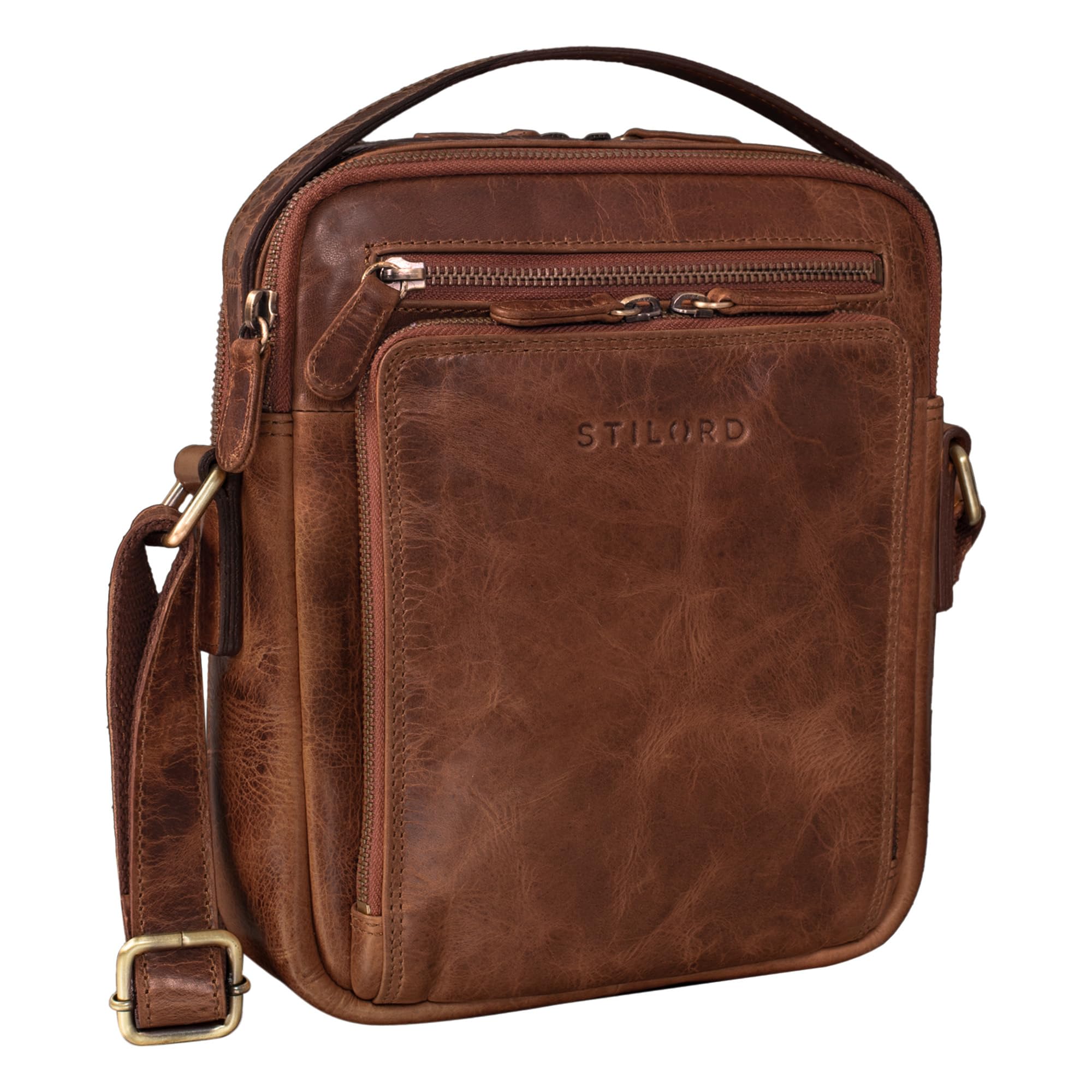 STILORD Fabian Schoudertas Leder Kleine 9,7 inch schoudertas voor mannen Vrouwen Leren Vintage Schoudertas DIN A5 Crossbody Bag Echt Leder Kleur:colorado - bruin