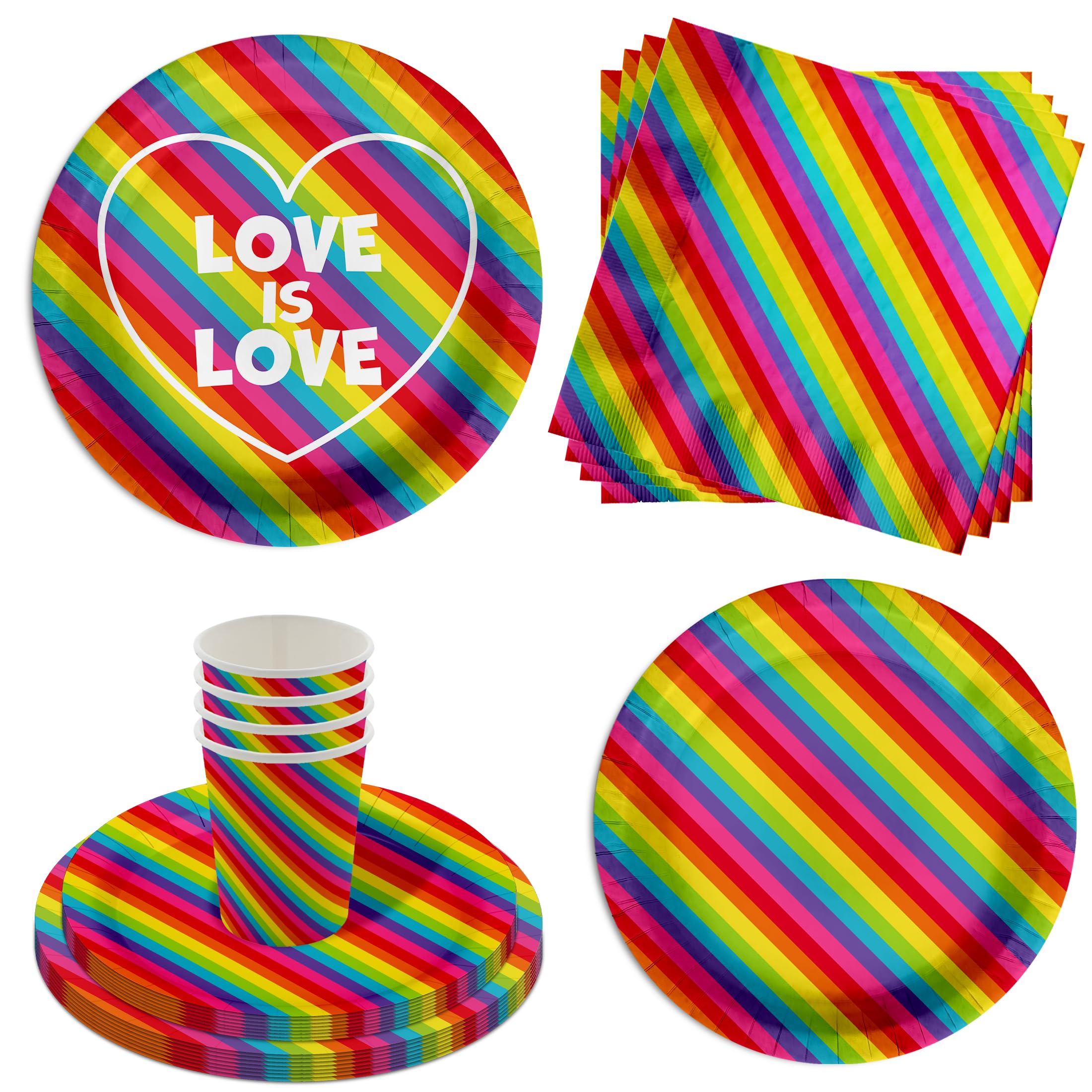 Accessoires de fête arc-en-ciel pour pique-nique Pride estival et tables de jardin animées