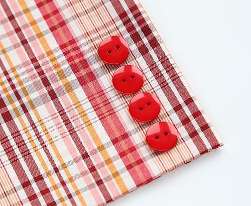 Miniatura 4 de 200 botones rojos de 58 pulgadas (0.591 in), 2 agujeros, botón de resina para coser y manualidades de bricolaje