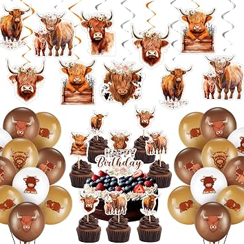 Highland Cow Birthday Decorations