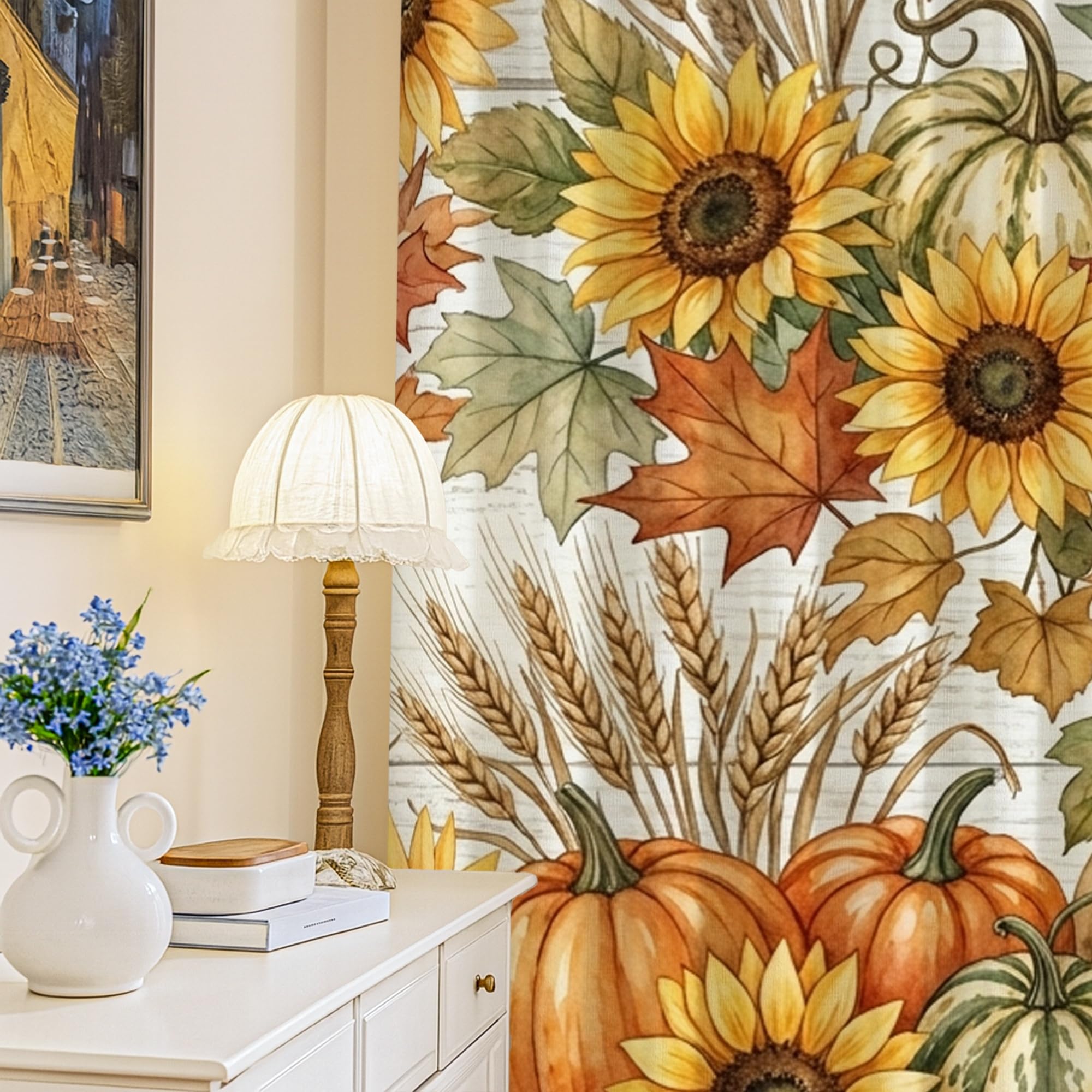 Rideaux occultants de chambre d'enfant aux motifs champêtres de tournesols