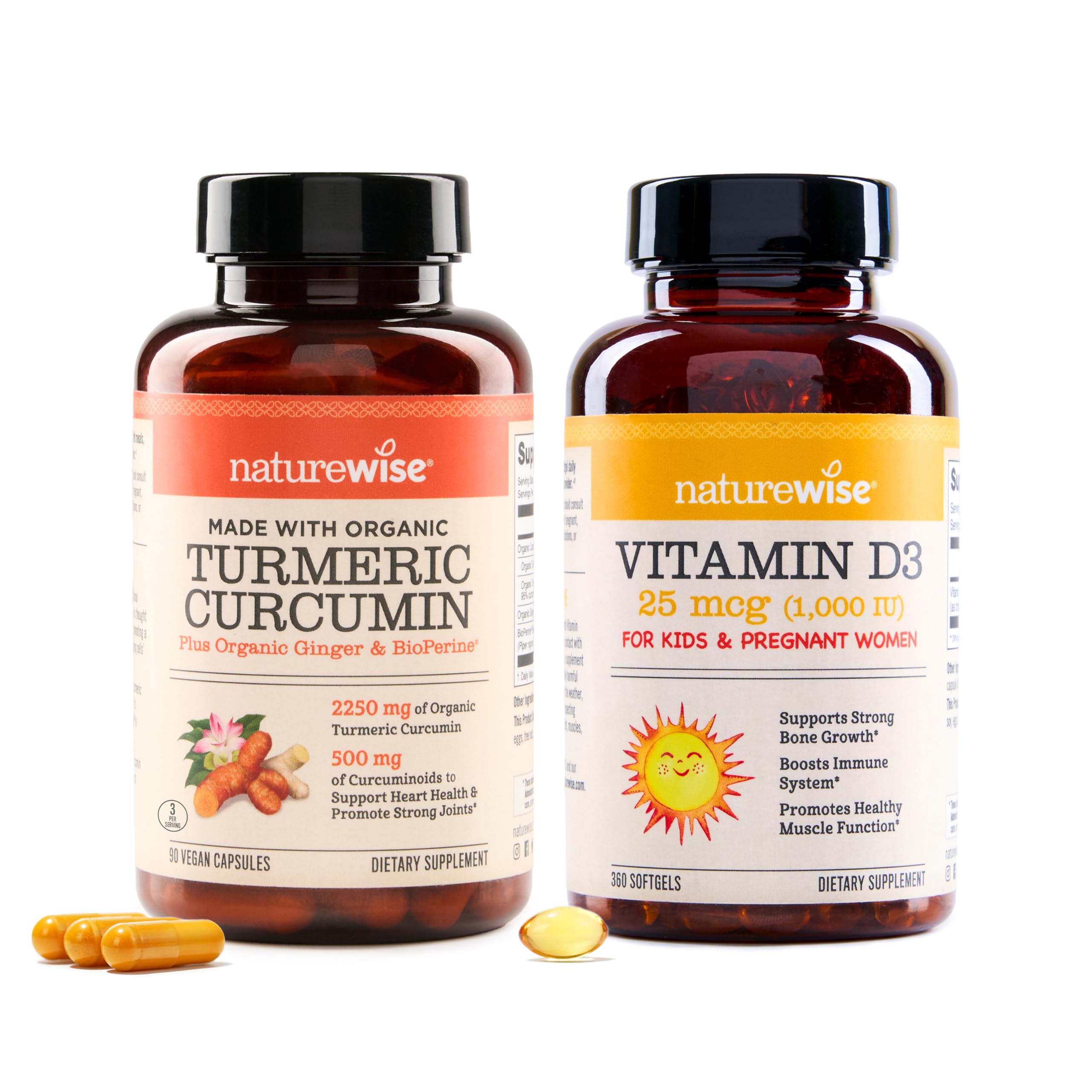 NatureWise Curcumin Turmeric 750mg & Vitamin D3 1000iu for Joint, Bone, Immune Support [90 Count, 360 Count]