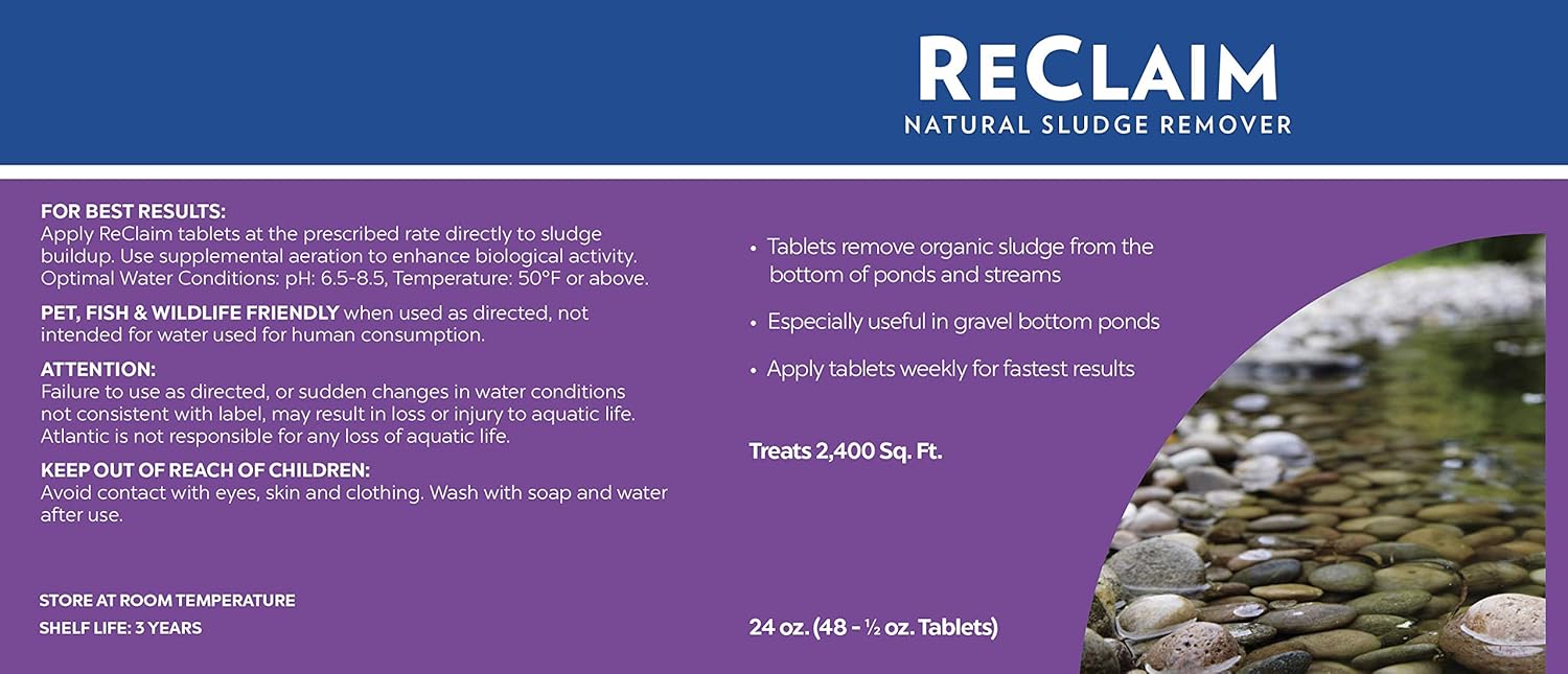 Atlantic Water Gardens Reclaim WTRC48 Natural Sludge Remover, 48-1/2oz Tablets