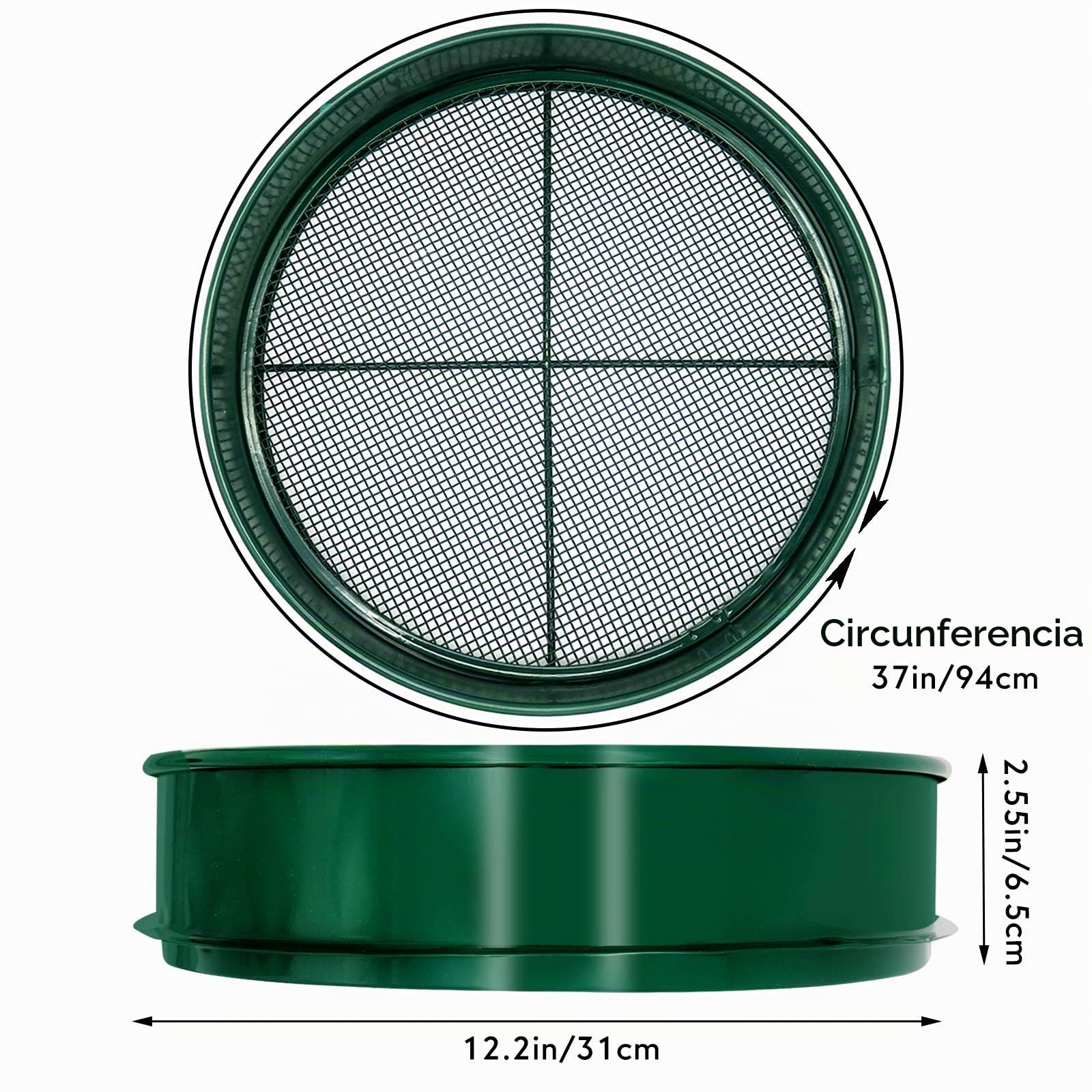KOOLPUG Tamiz de Jardín, Tamiz Jardineria, Tamiz Jardin 3 en 1 con 3 mm/6 mm/12 mm Malla, Criba para Tierra, Criba para Aceitunas, Herramienta Jardinería para Tamizar Suelo y Compost
